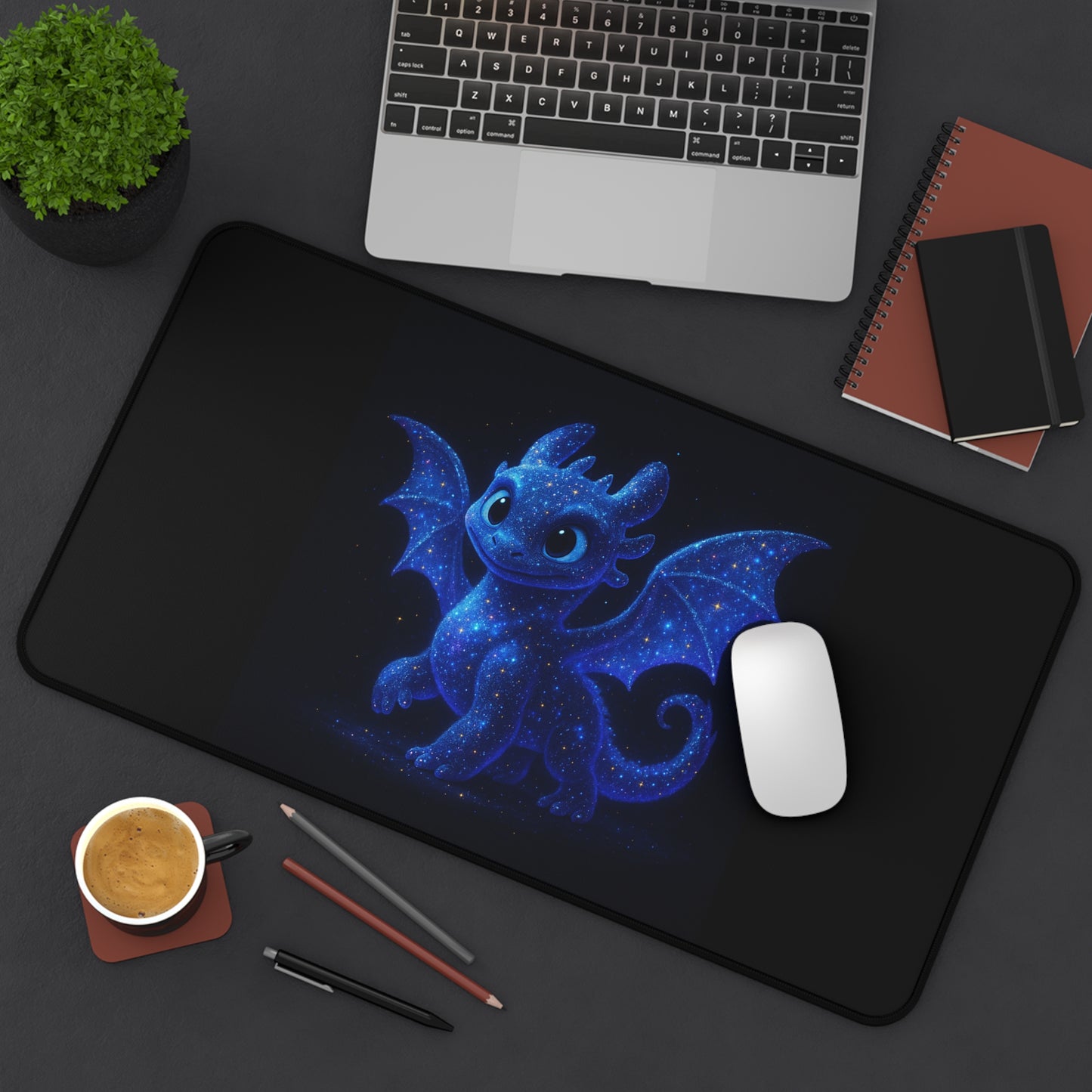 Galaxy Dragon Desk Mat | Cute Fantasy XL Mouse Pad | Kawaii Gaming Mat | Celestial Desk Decor | Gift for Gamers & Dragon Lovers