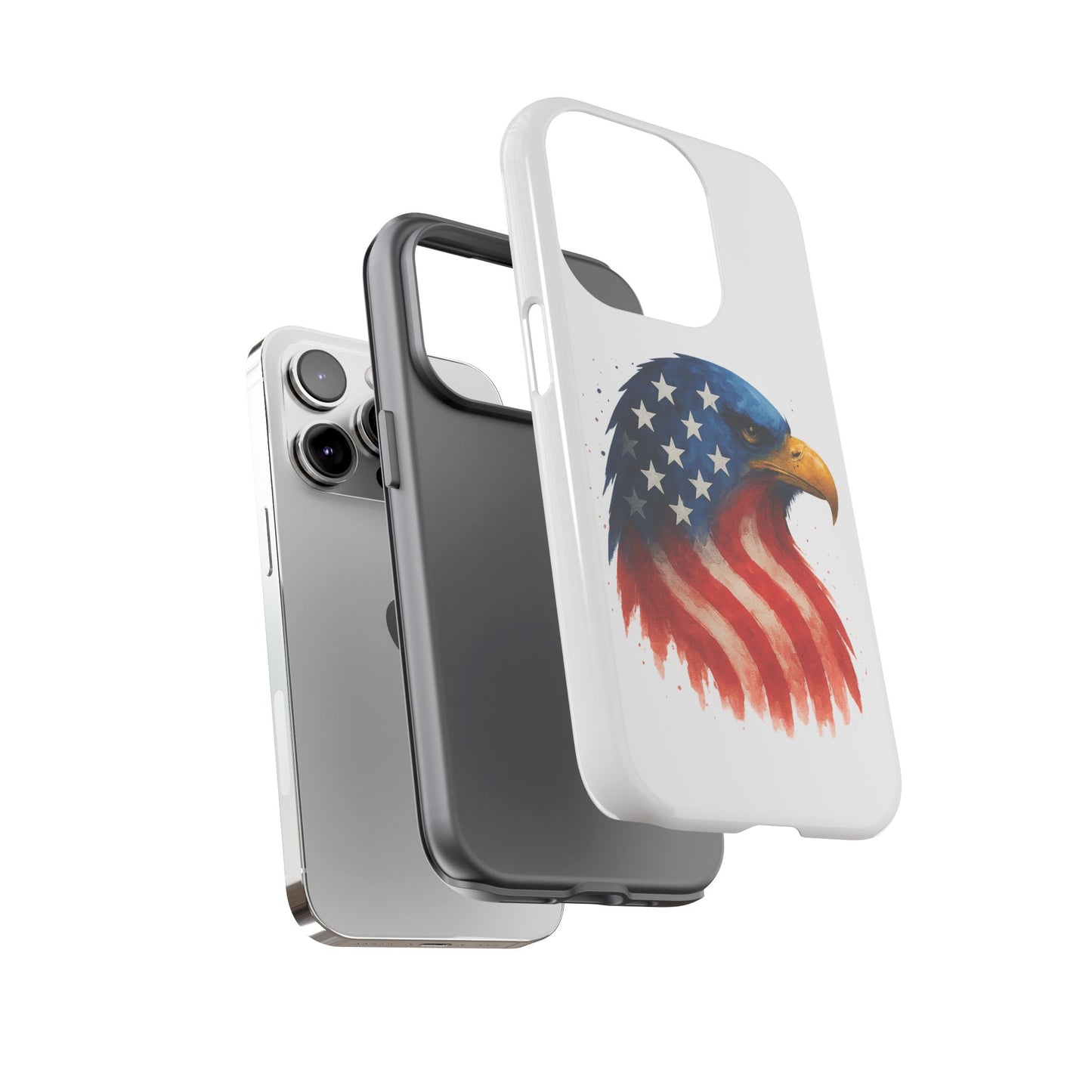 Patriotic Eagle iPhone Case - USA Flag Tough Cover, Dual-Layer Rugged Protection, 4th of July and Veteran Gift