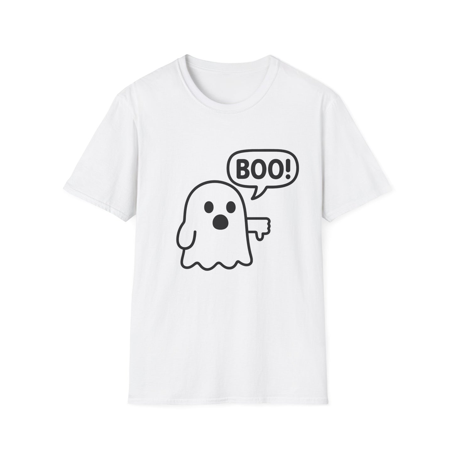 Cute Ghost Thumbs-Down 'Boo' Tee | Funny Halloween Play on Words Shirt | Spooky Season Ghost Tee | Fall Coquette Aesthetic Tee