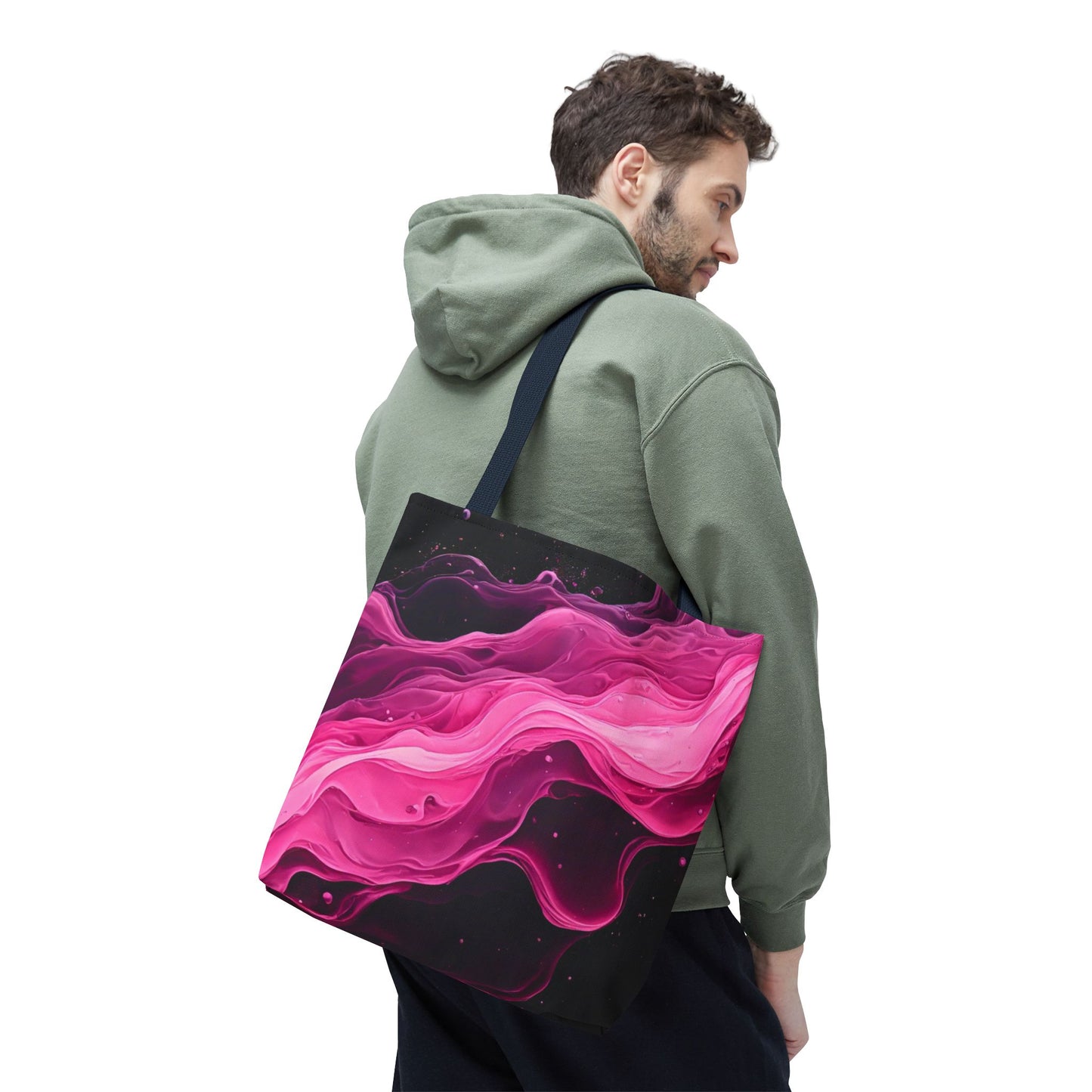 Pink Abstract Tote Bag | Bold Magenta Swirl Art Print Tote | Abstract Expressionism Carryall | Statement Shopper | Canvas Tote Bag