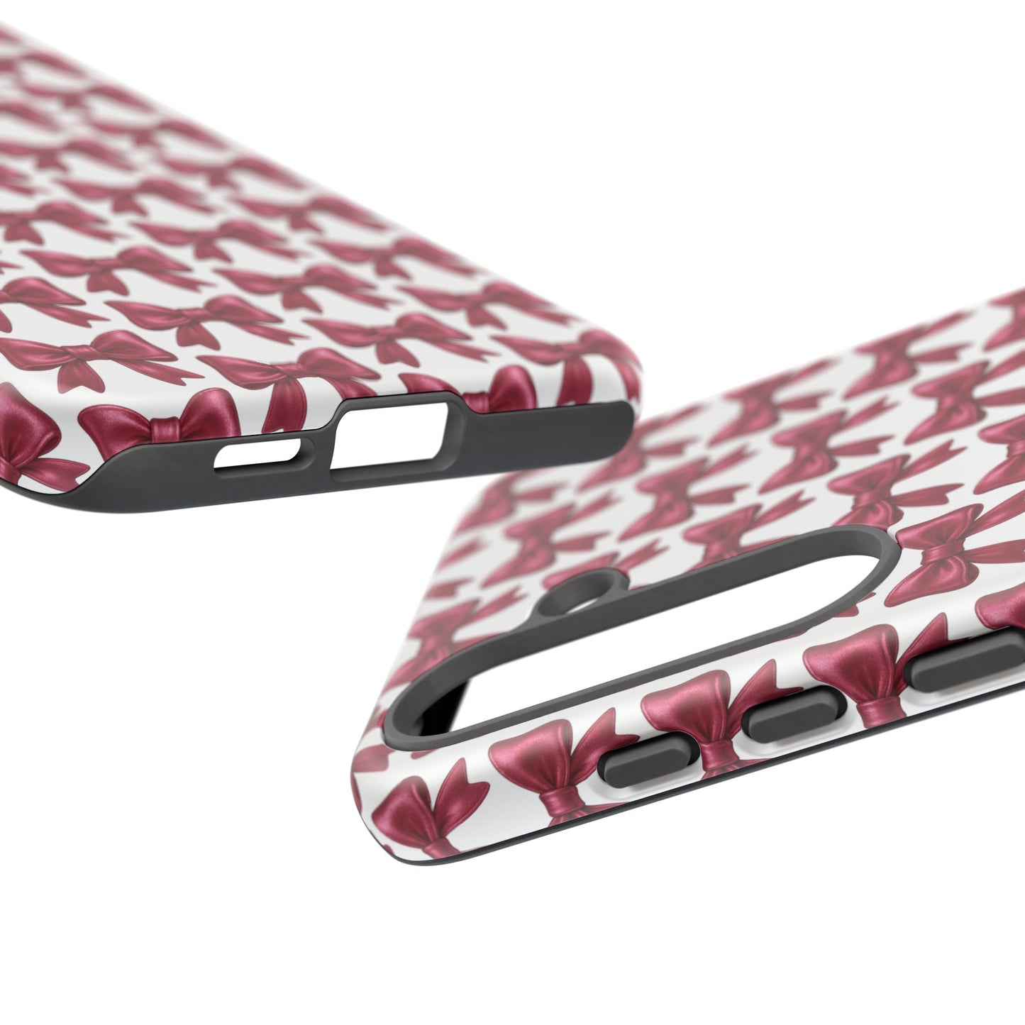 Coquette Samsung Case - Burgundy Bow Pattern Phone Cover, Girly Soft Aesthetic Gift, Cute Galaxy Case for Her
