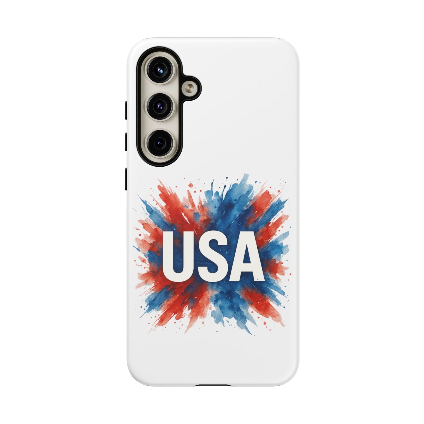 USA Splash Samsung Case - Patriotic Red White Blue Tough Cover, Dual-Layer Protection, 4th of July amd Veteran Gift for Galaxy