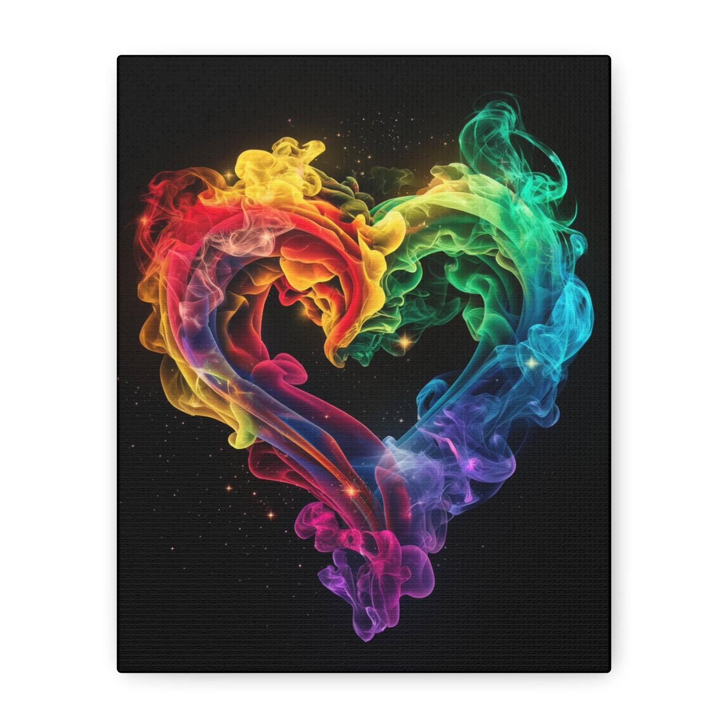 Canvas Art Print - Colorful Smoke Heart Design