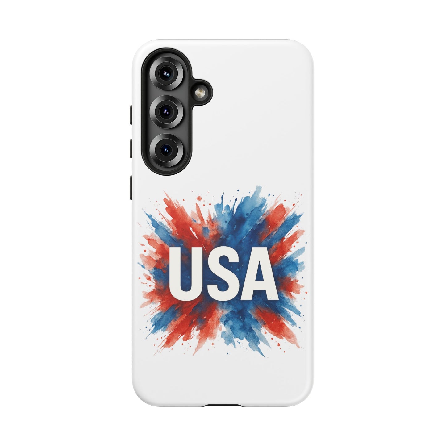 USA Splash Samsung Case - Patriotic Red White Blue Tough Cover, Dual-Layer Protection, 4th of July amd Veteran Gift for Galaxy