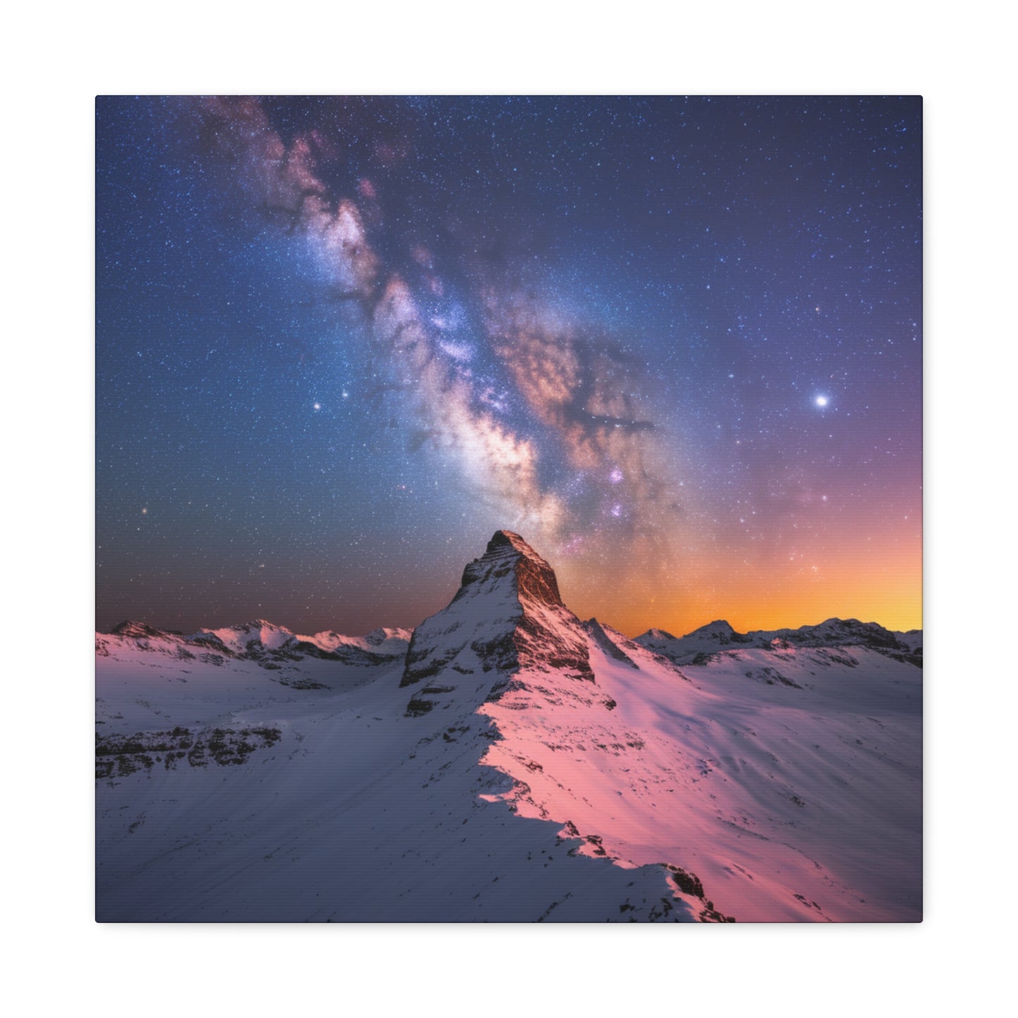 Canvas Art Mountain Top and Milky Way Galaxy View Space Canvas Starry Art with a View