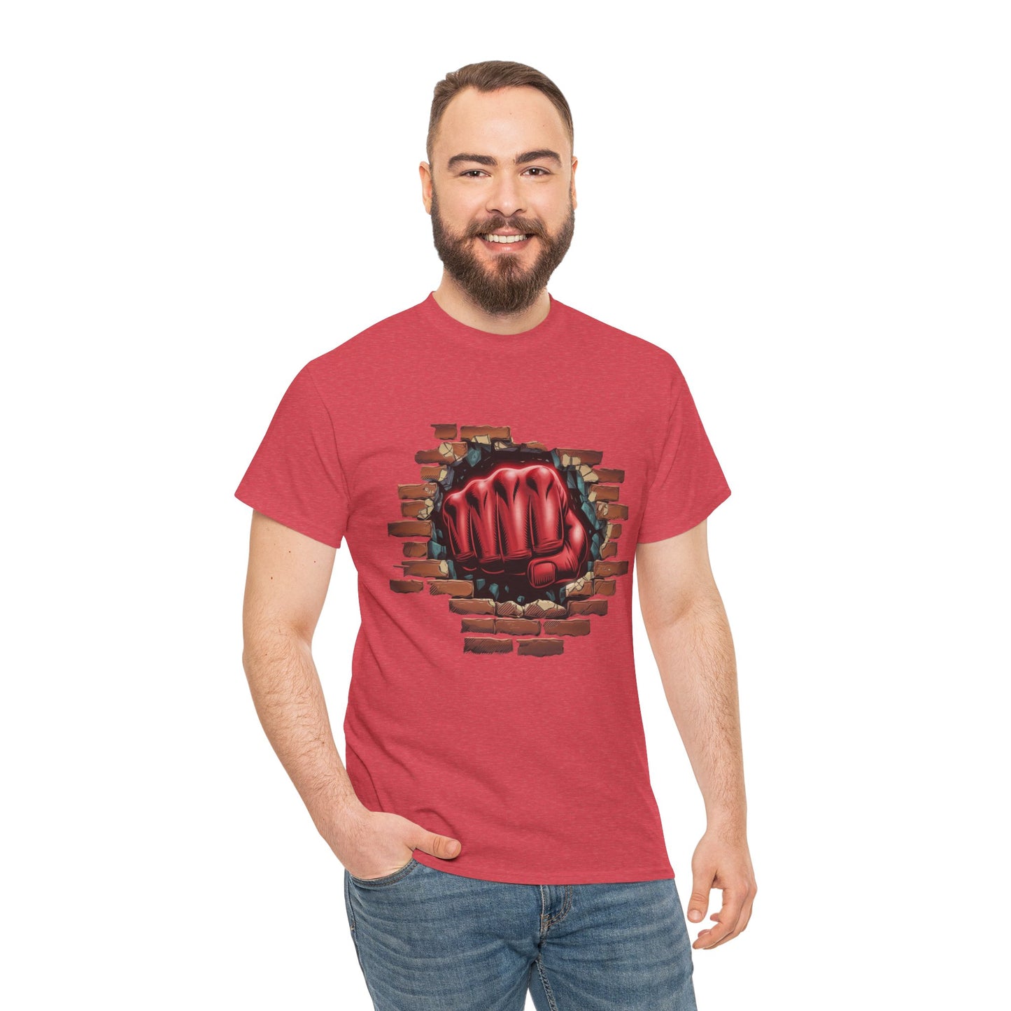 Impact Fist Graphic T-Shirt – Punch Through Brick Wall Design | Bold Streetwear Tee for Fighters, Gym & Edge-Lovers