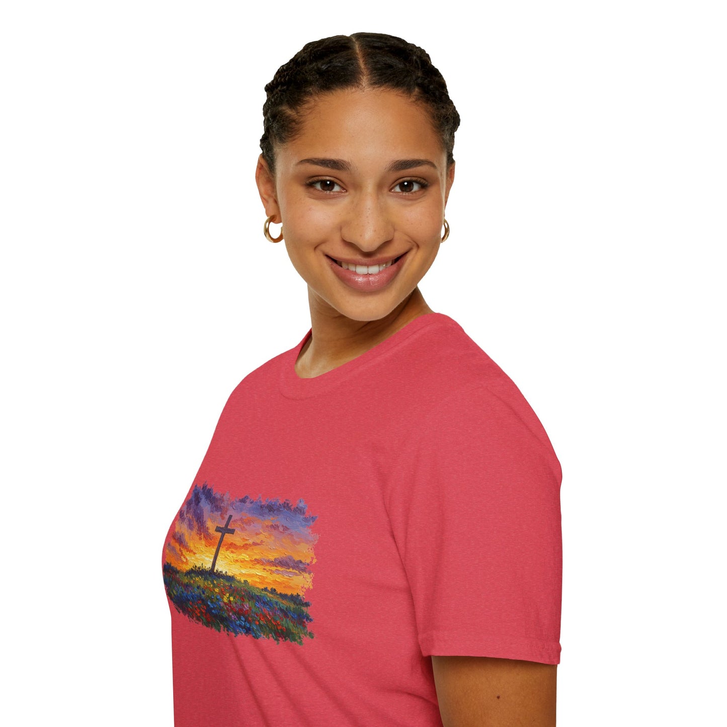 Van Gogh-Style Cross Sunset T-Shirt | Christian Faith Tee, Impressionist Nature Cross Shirt, Sunset Religious Art, Faith & Landscape Gift