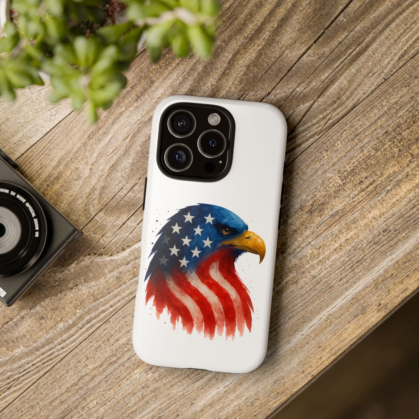 Patriotic Eagle iPhone Case - USA Flag Tough Cover, Dual-Layer Rugged Protection, 4th of July and Veteran Gift