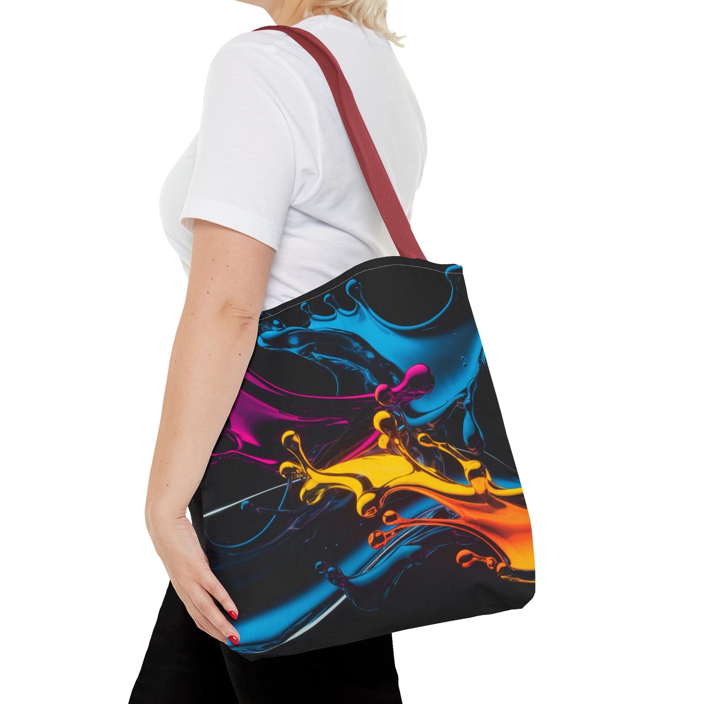 Abstract Neon Splash Tote Bag, Vibrant Colorful Art Bag, Reusable Shopping Bag, Modern Everyday Carryall, Bright Aesthetic Gift For Her