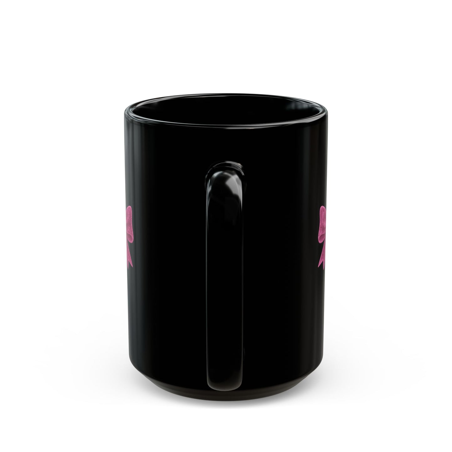 Black Mug with Pink Bow – Aesthetic Coffee Mug for Women | Cute Girly Gift, Desk Accessory, Kawaii Style Cup for Coworkers & Friends