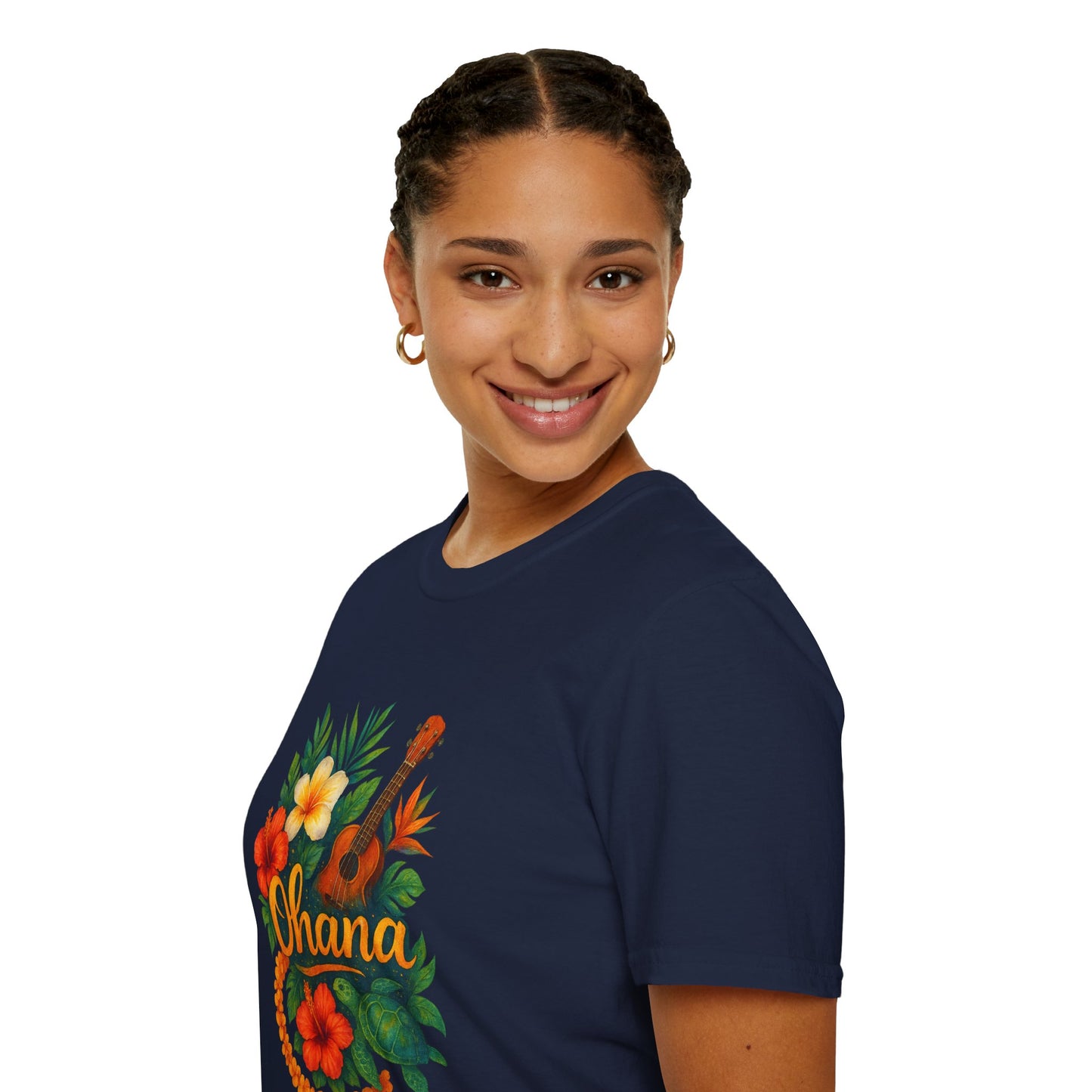 Ohana Hawaiian Shirt | Tropical Family T-Shirt | Luau Vacation Tee | Aloha Summer Shirt | Ukulele Turtle Floral Beach Gift