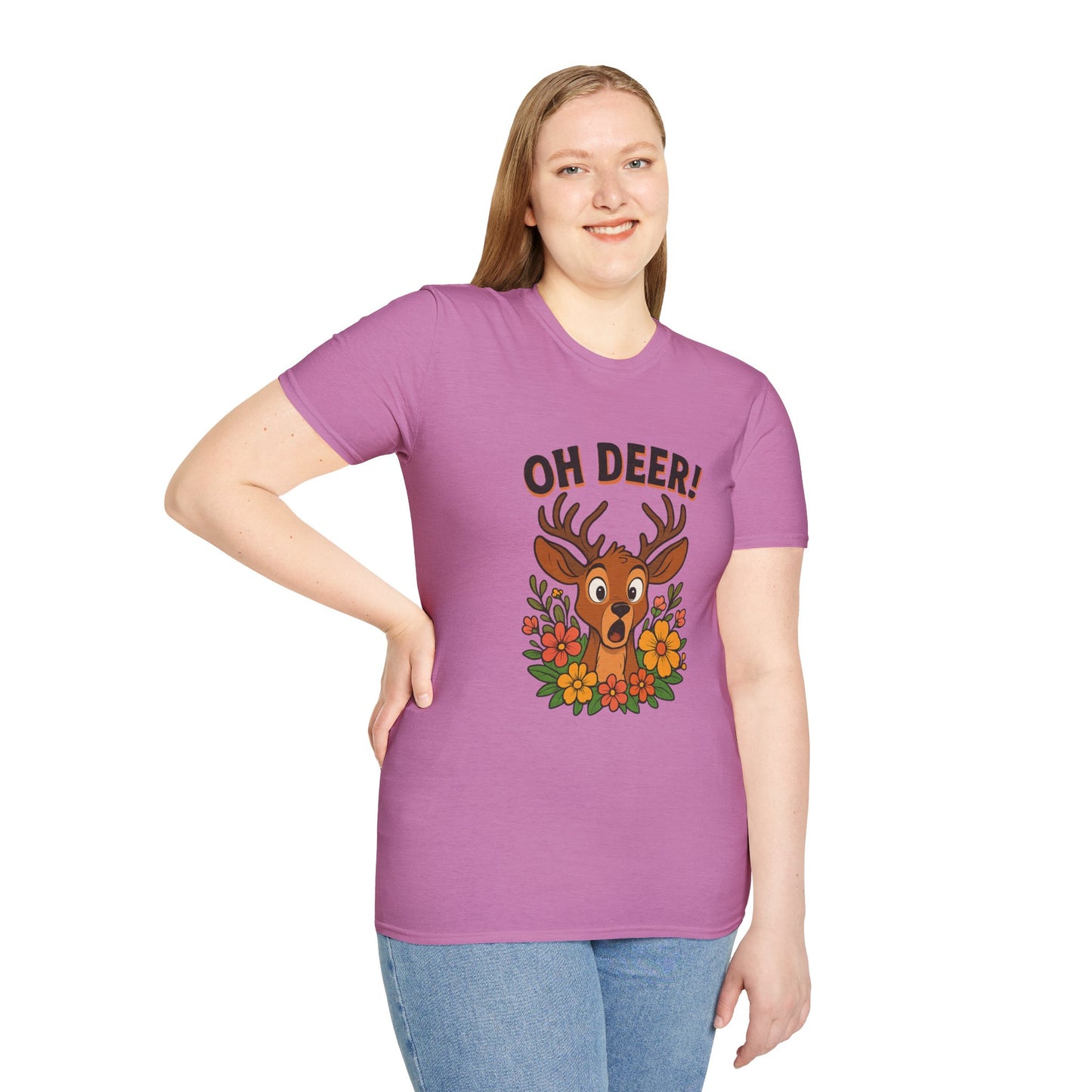 Oh Deer! Cute Floral Deer Graphic Tee | Funny Animal Lover Gift, Personalized, Nature Woodland Shirt, Deer Mom | Gift for Her Him