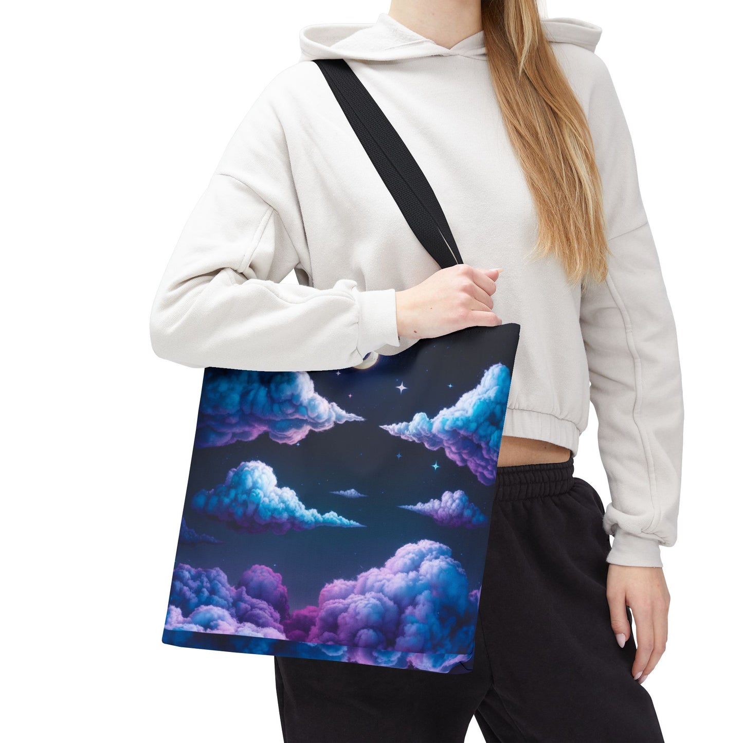 Dreamy Moon & Clouds Tote Bag • Celestial Night Sky Tote • Boho Moon Cloud Tote • Eco-Friendly Cosmic Art Tote • Gift for Stargazers