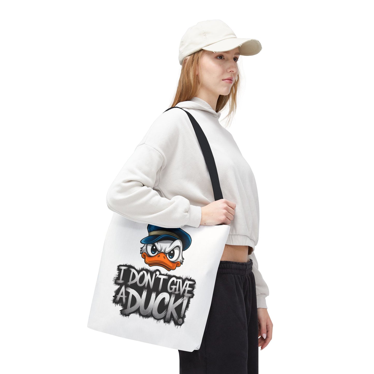 Funny Grumpy Duck Tote Bag | I Don’t Give A Duck Canvas Tote | Eco Reusable Cotton Gift Tote | Cute Animal Humor Market Bag
