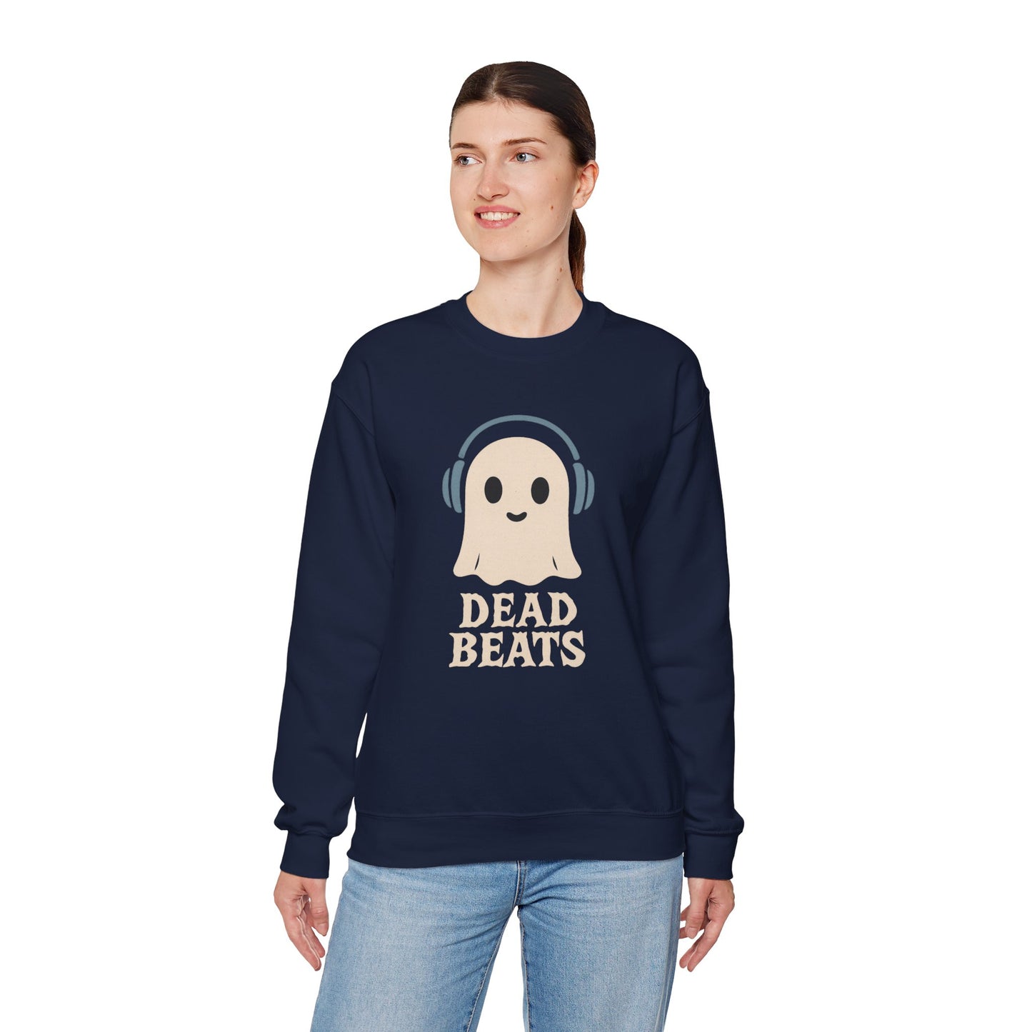 Dead Beats Ghost Sweatshirt, Funny Halloween Crewneck, Spooky Season Pullover, Music Lover Halloween Shirt, Cute Ghost Graphic Top