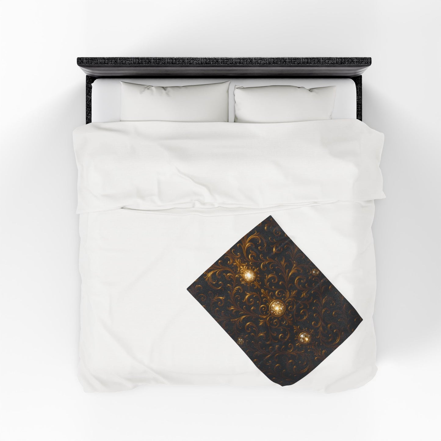 Luxury Black Gold Blanket Baroque Style Throw Gothic Glam Bedding Decor Elegant Soft Plush Blanket Celestial Star Blanket Gift