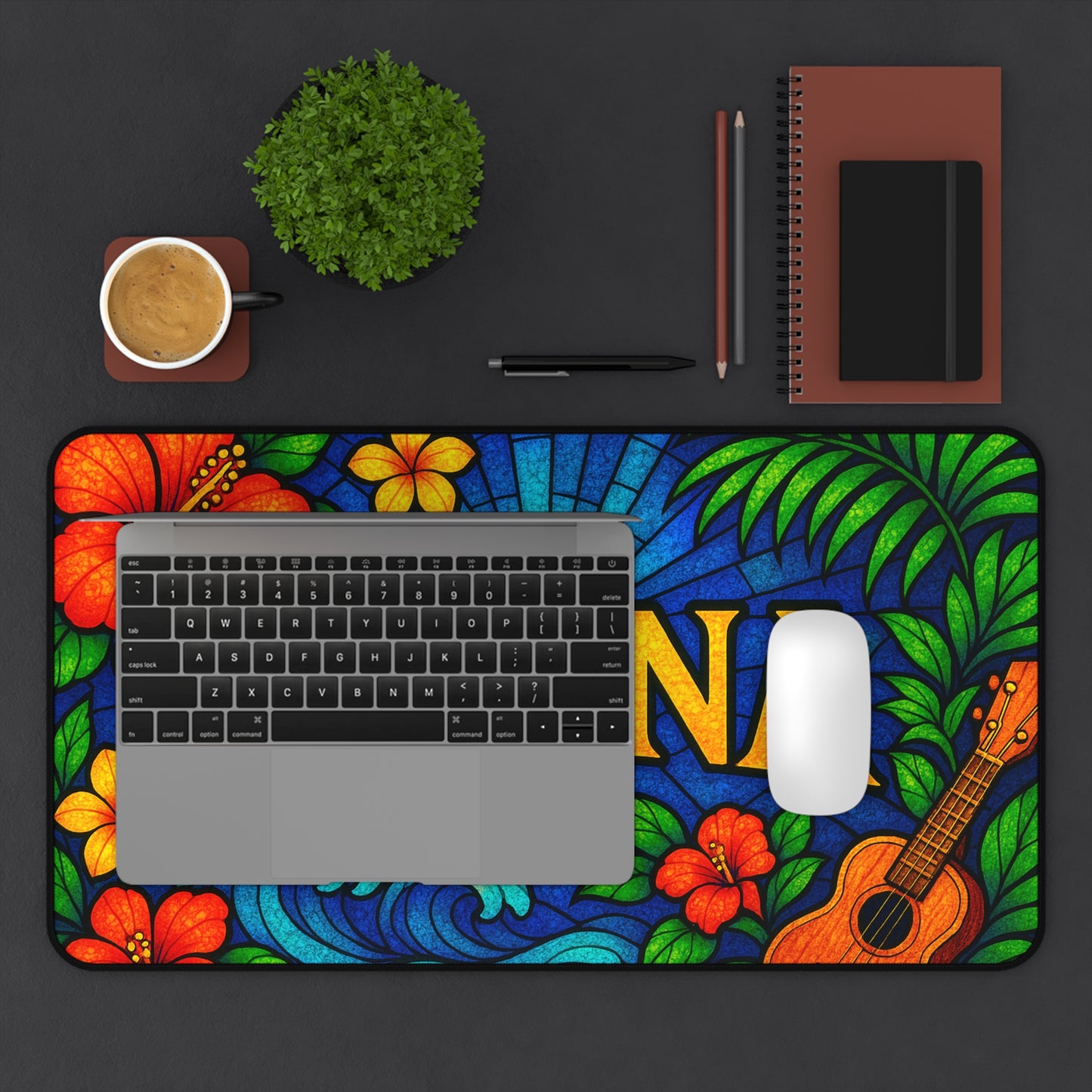 Ohana Desk Mat – Tropical Floral Mouse Pad, Hawaiian Office Decor, Extended Gaming Mat
