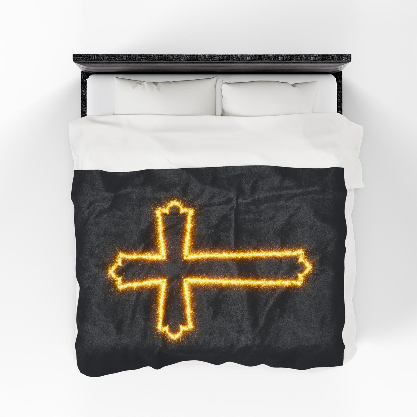 Inspirational Cross Velveteen Plush Blanket - Cozy Religious Throw for Faith and Comfort