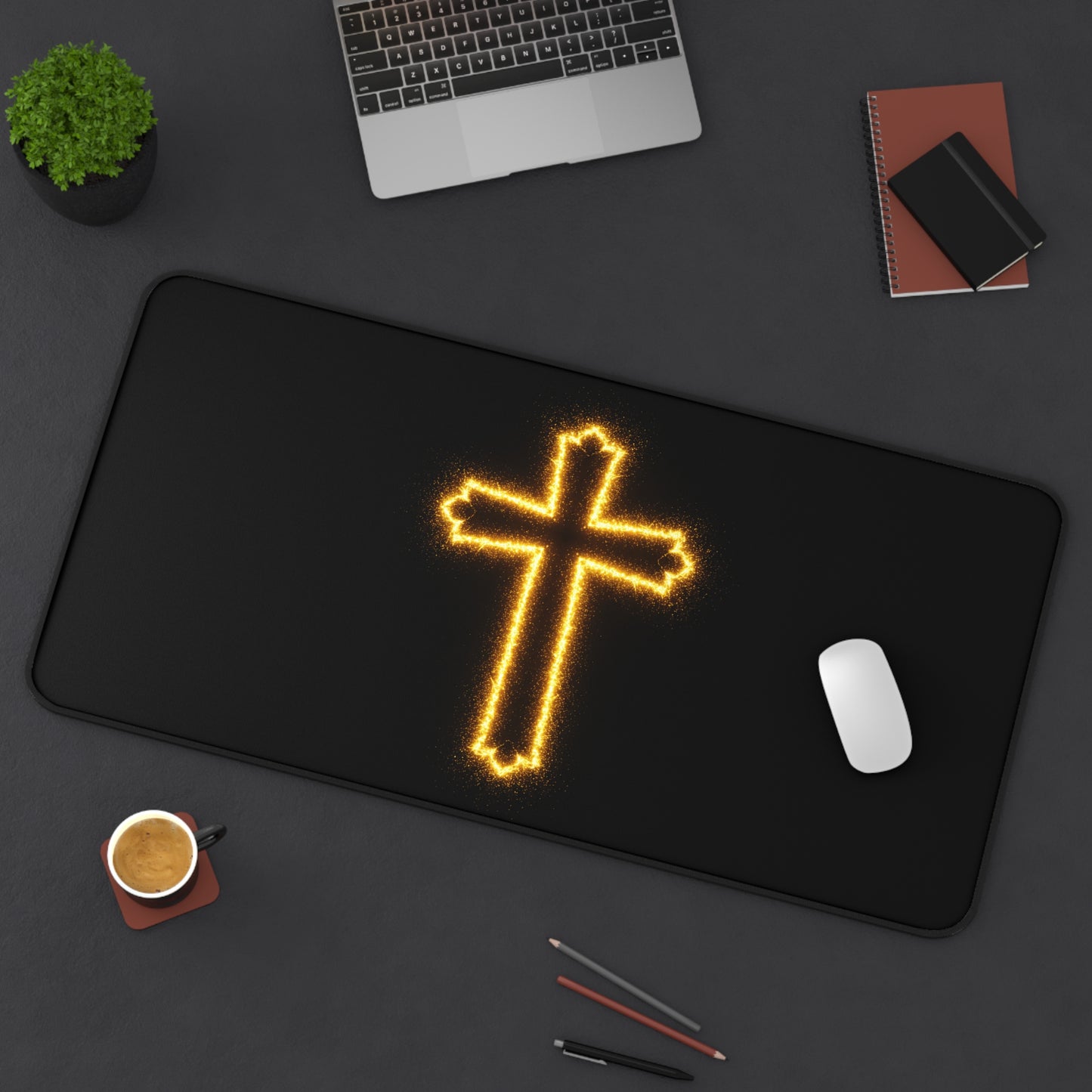 Desk Mat with Glowing Cross Design