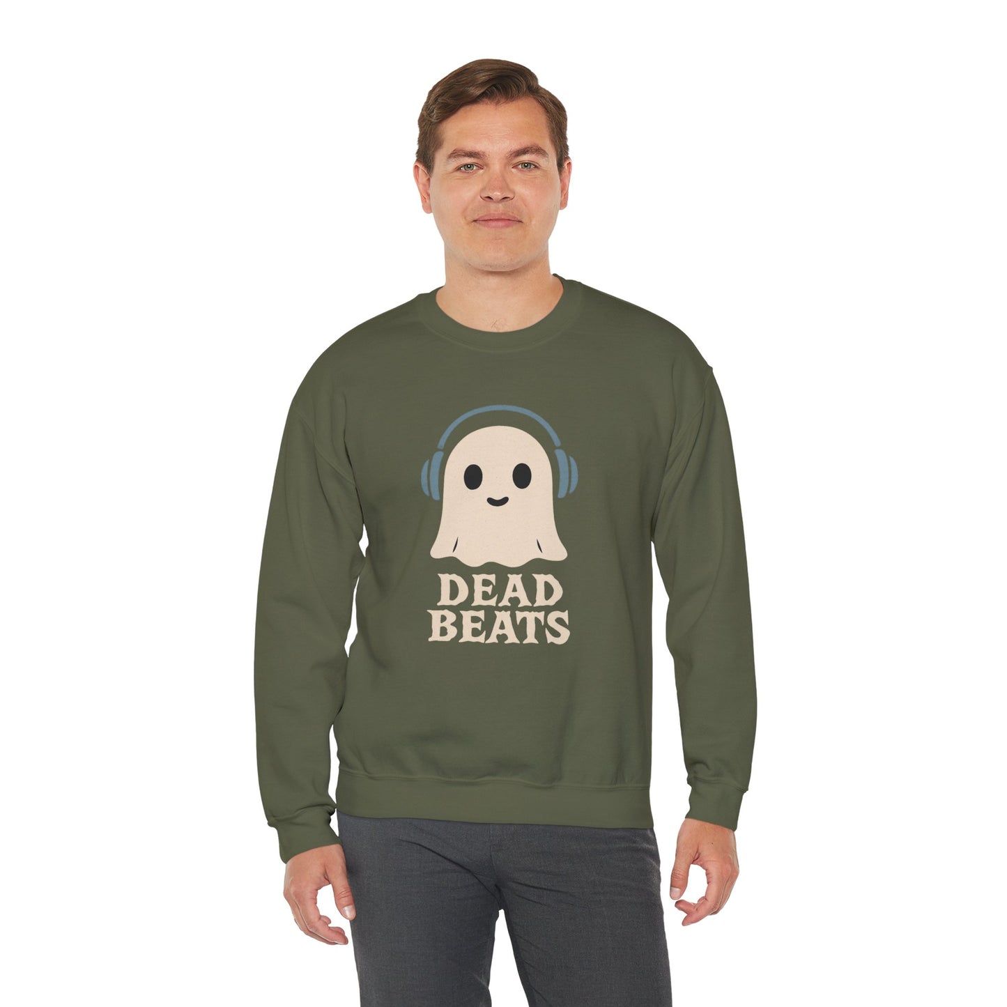 Dead Beats Ghost Sweatshirt, Funny Halloween Crewneck, Spooky Season Pullover, Music Lover Halloween Shirt, Cute Ghost Graphic Top