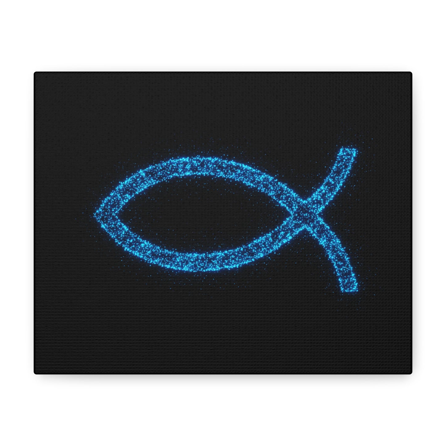 Blue Glitter Fish Symbol Matte Canvas Wall Art