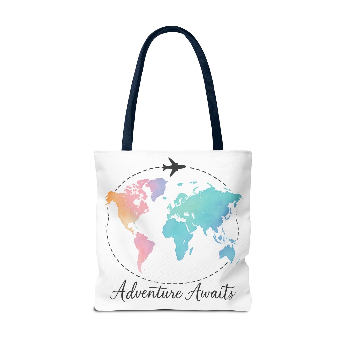 Adventure Awaits Watercolor World Map Tote Bag | Travel Canvas Tote | Wanderlust Gift, Beach, Camping, Airport Carryall, Eco-Friendly