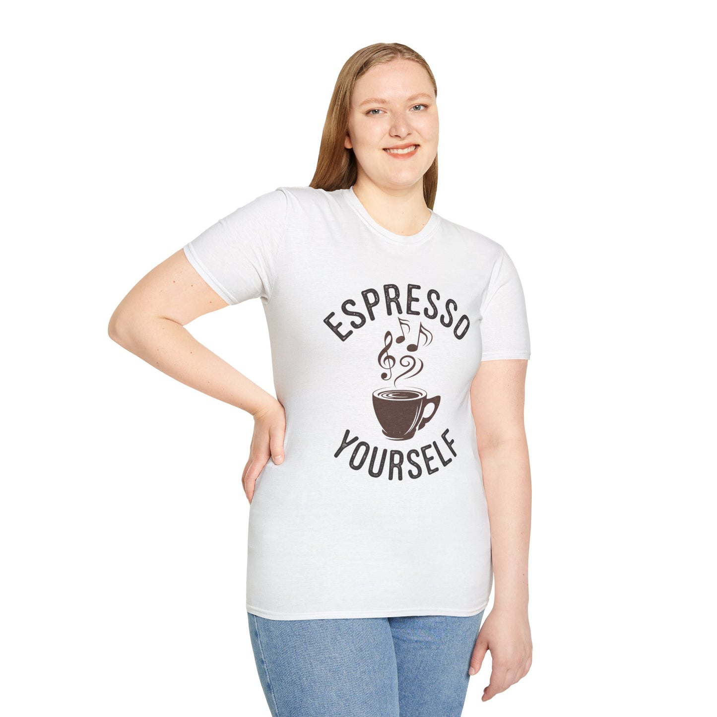 Espresso Yourself T‑Shirt • Funny Coffee Pun Graphic Tee • Musical Espresso Shirt • Caffeine Lover Gift • Coffee Humor Tee for Baristas
