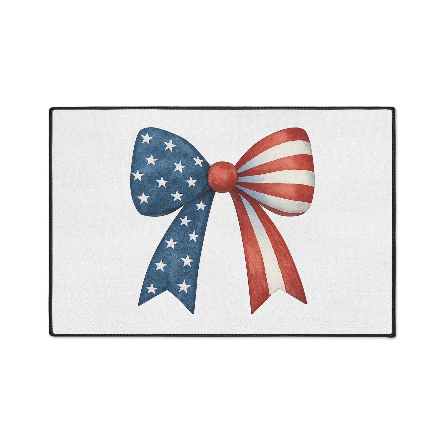 Patriotic Bow Door Mat | 4th of July Mat | American Flag Doormat | USA Stars Stripes Rug | July 4th Entryway Decor | Red White Blue Rug