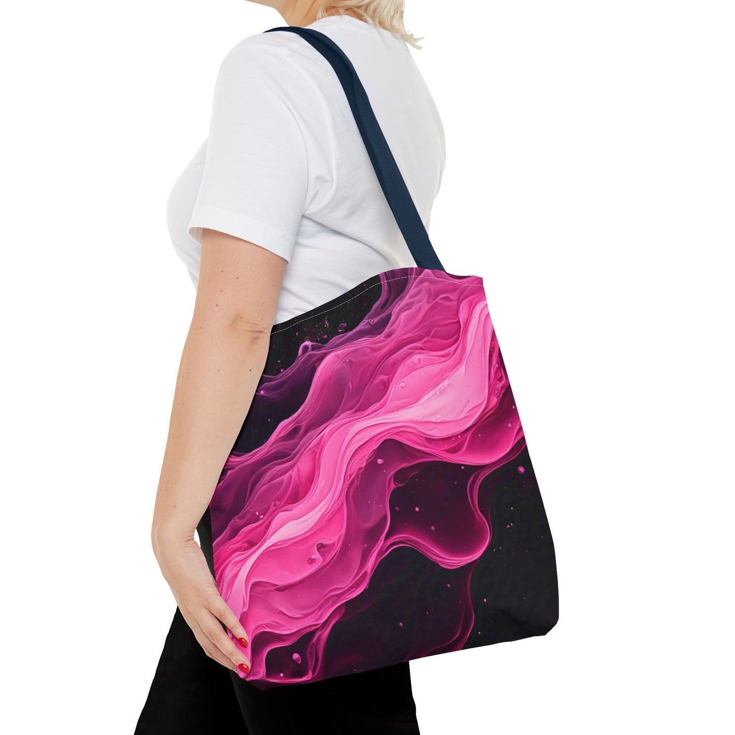 Pink Abstract Tote Bag | Bold Magenta Swirl Art Print Tote | Abstract Expressionism Carryall | Statement Shopper | Canvas Tote Bag