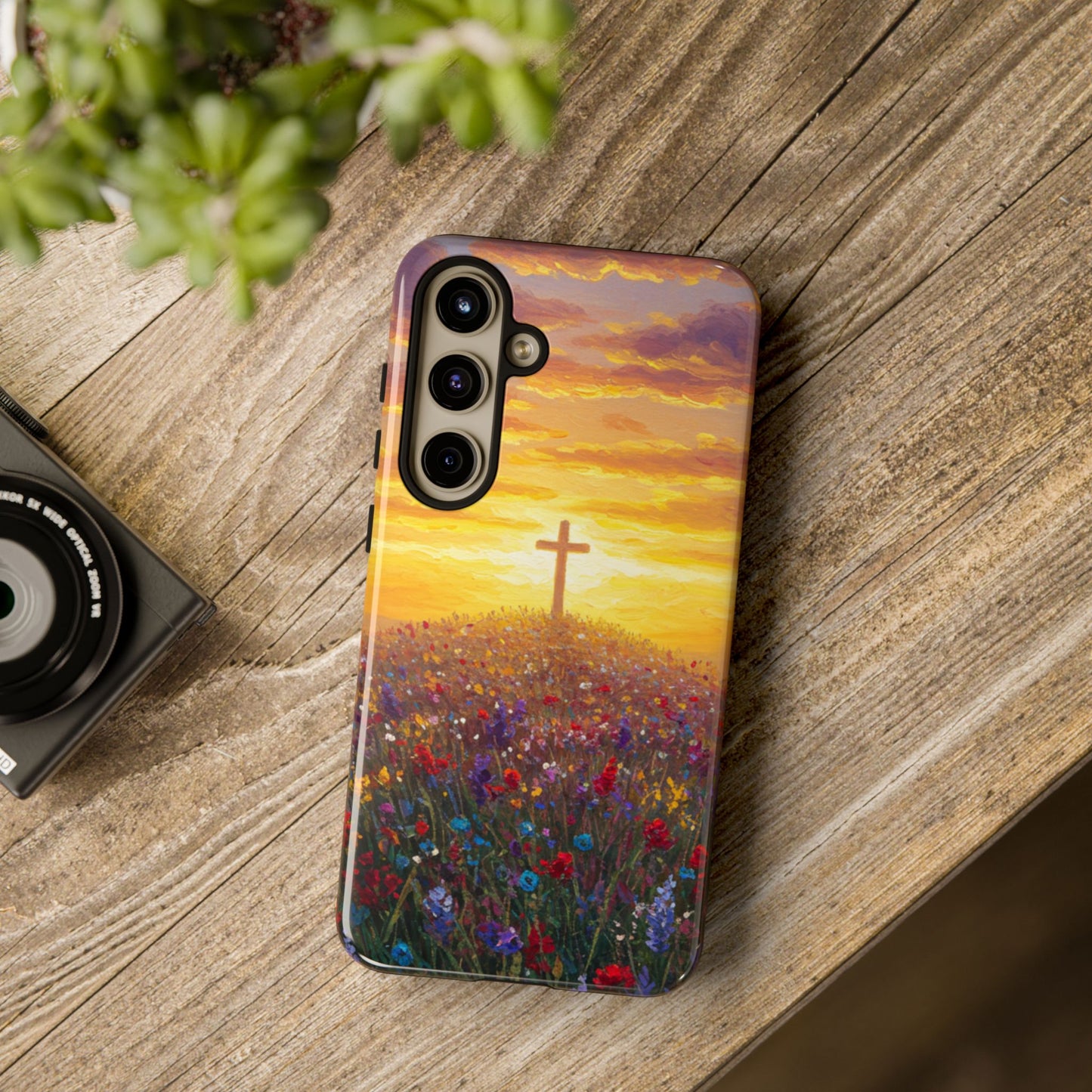 Samsung Phone Case - Monet Style Cross Christian Phone Case Spiritual Case Inspirational Samsung Case