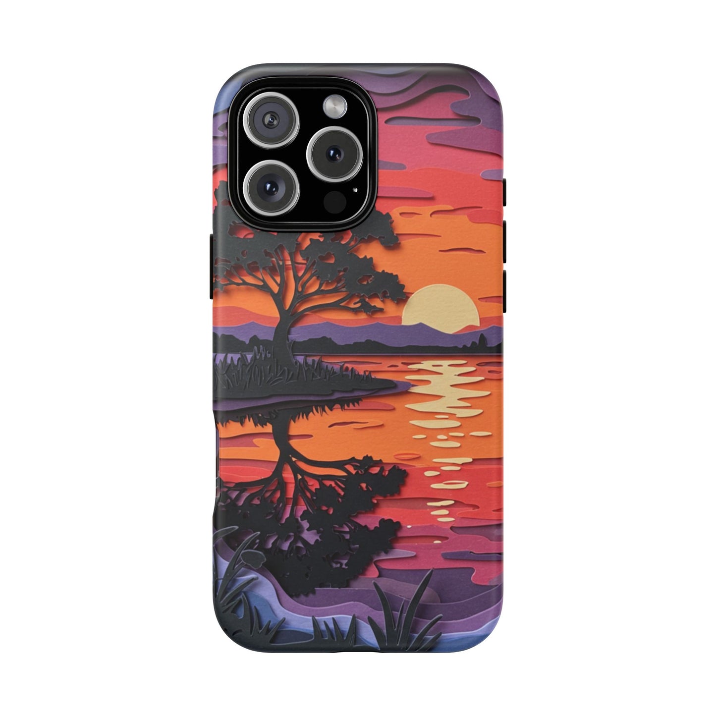 iPhone Case - Colorful Paper Art Sunset Design