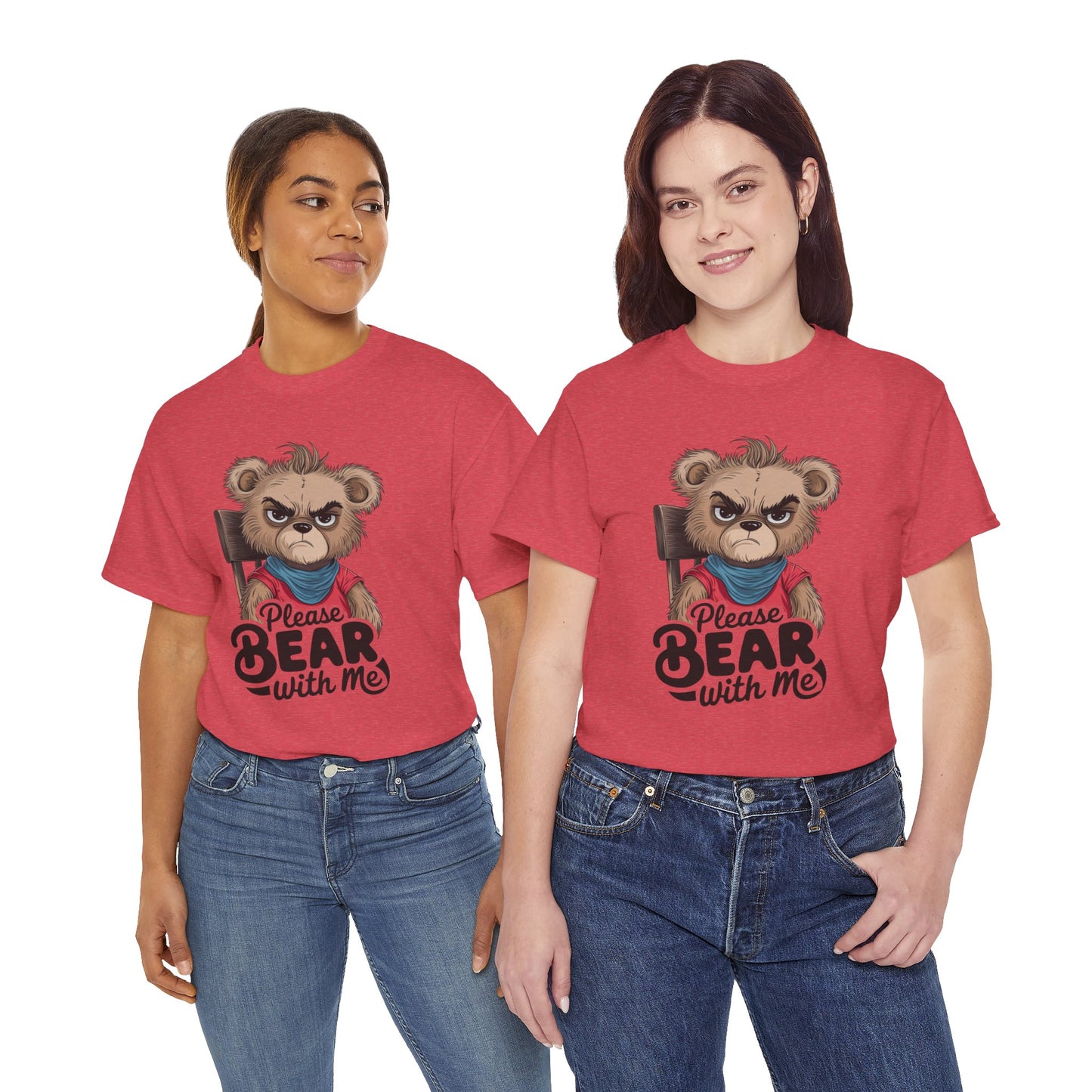 Grumpy Bear Graphic Tee – Please Bear With Me Shirt – Funny Animal T‑shirt – Sarcastic Humor Gift – Cute Bear Meme Art Tee