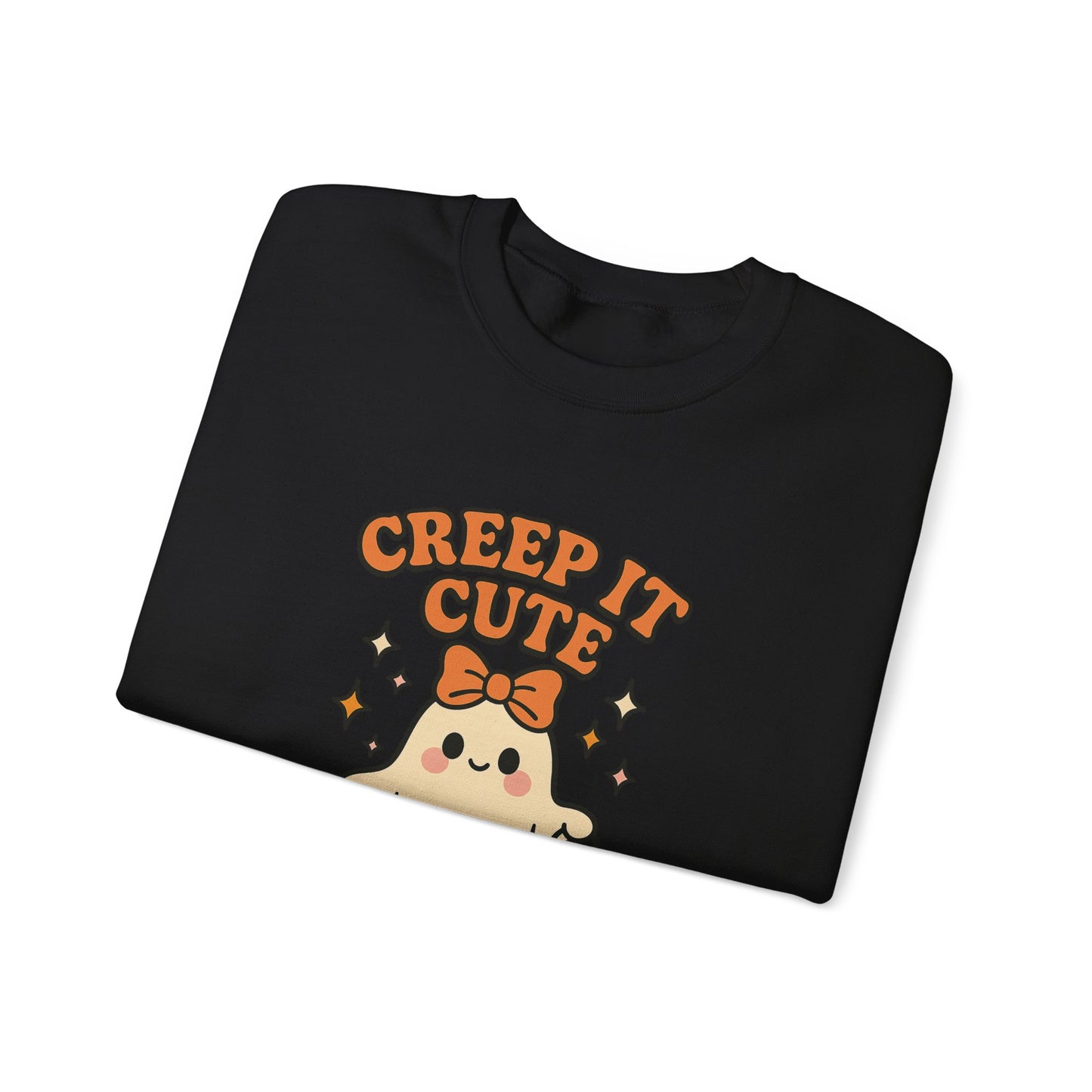 Cute Ghost Sweatshirt, Creep It Cute Crewneck, Spooky Halloween Pullover, Sweet Ghost Graphic Sweatshirt, Trick-Or-Treat Gift Top