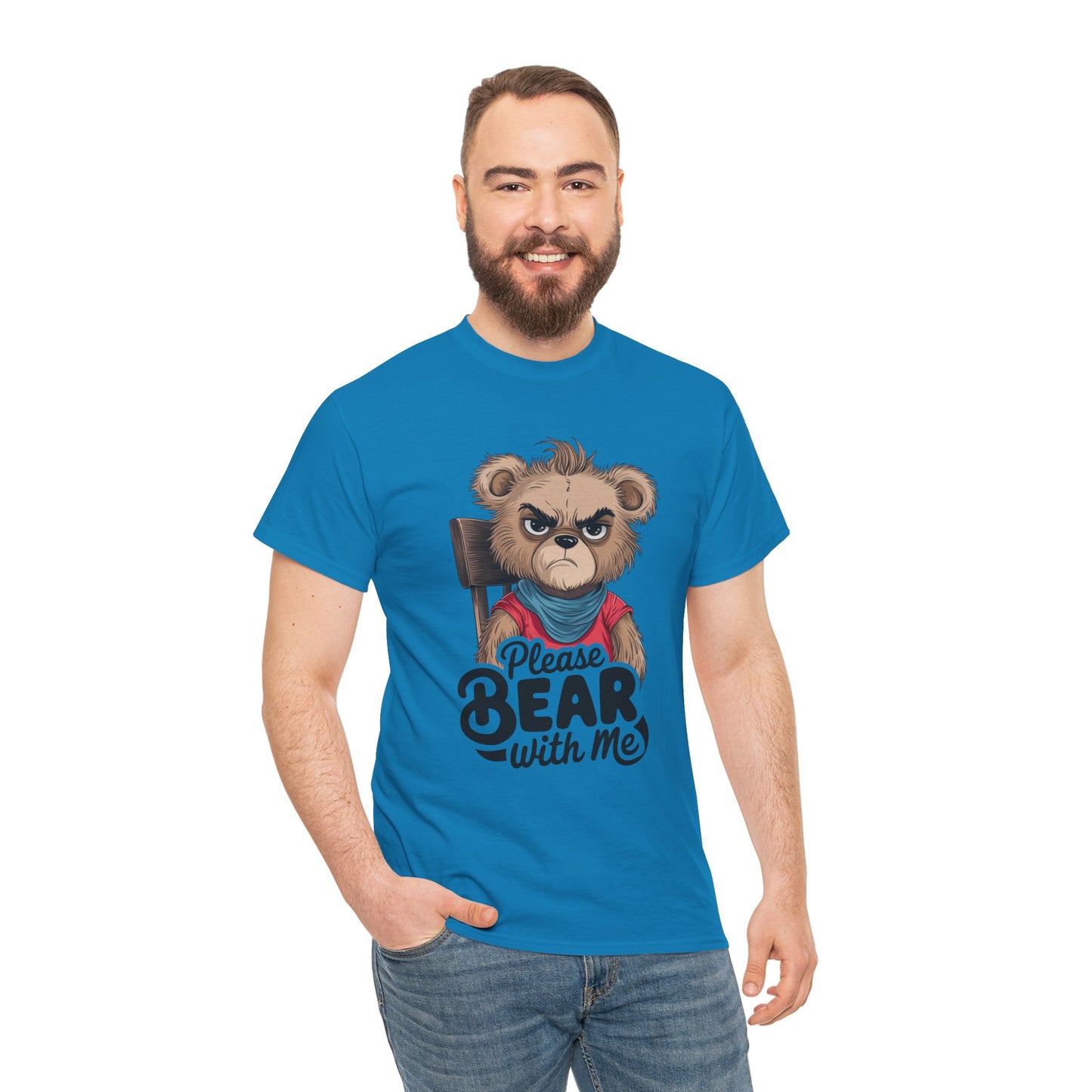 Grumpy Bear Graphic Tee – Please Bear With Me Shirt – Funny Animal T‑shirt – Sarcastic Humor Gift – Cute Bear Meme Art Tee