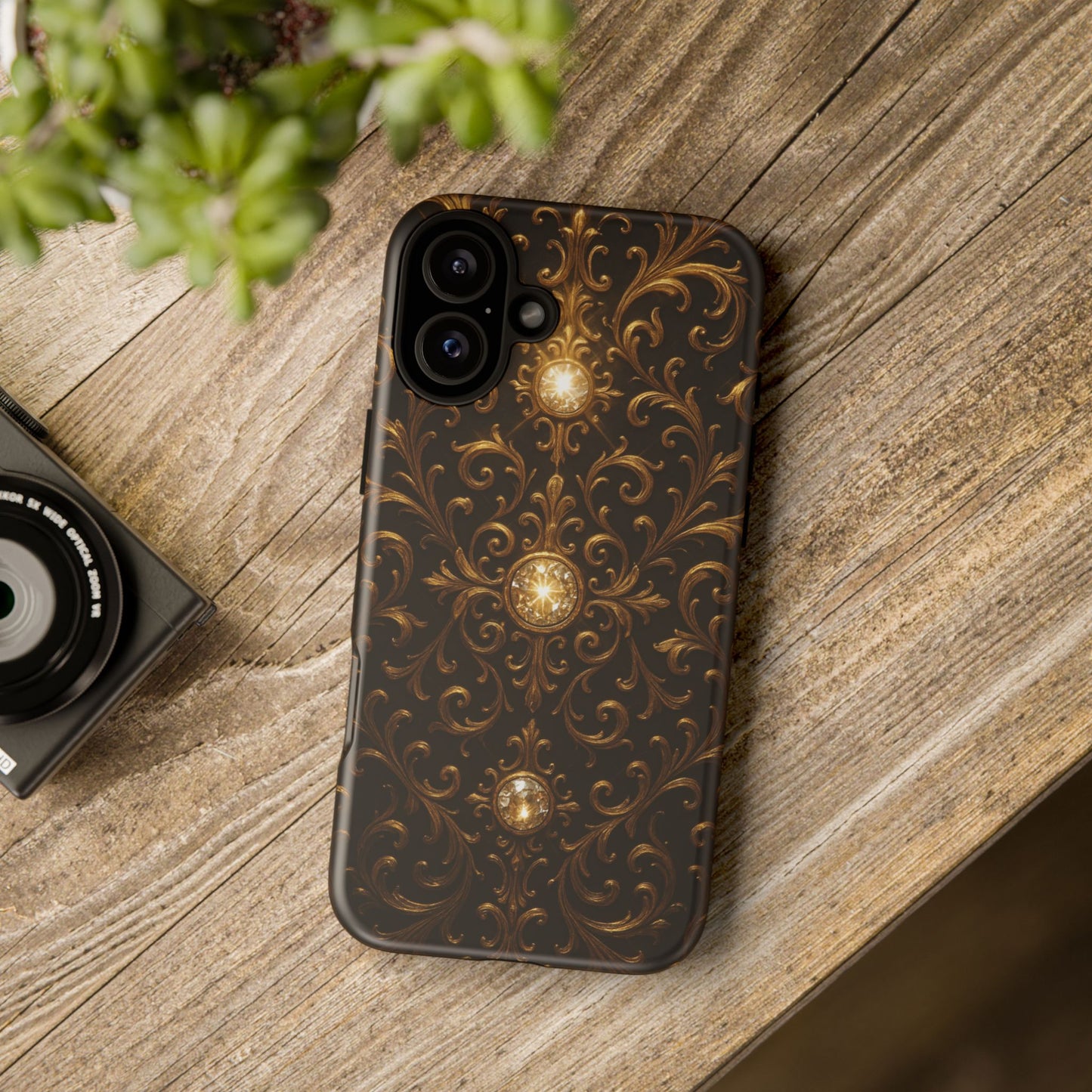 Baroque iPhone Case β Elegant Gold Floral Scroll Design for iPhone 16, 15, 14, 13, Pro Max & More