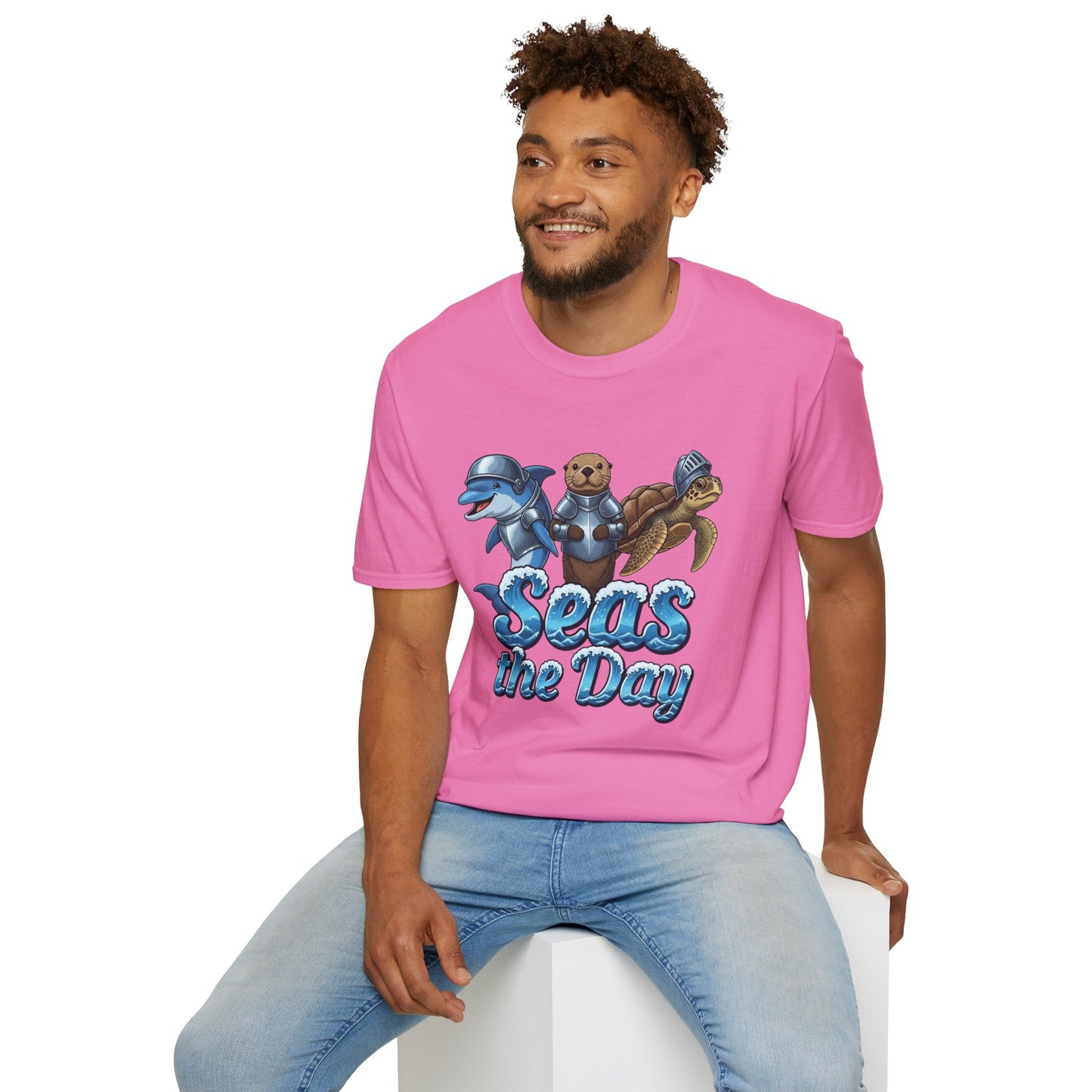 Seas the Day Shirt | Ocean Knight Animals Dolphin Otter Turtle Graphic Tee | Funny Sea Life Adventure Tee | Gift for Beach Lovers