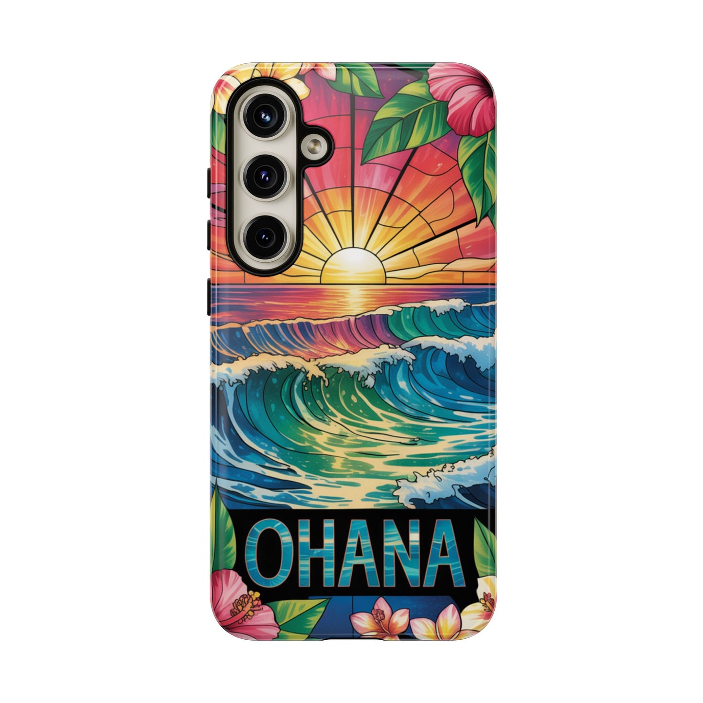 Samsung Galaxy Case Ohana Hawaiian Wave Phone Cover Sunset Tropical Beach Art Protective Case Gift for Samsung Lovers