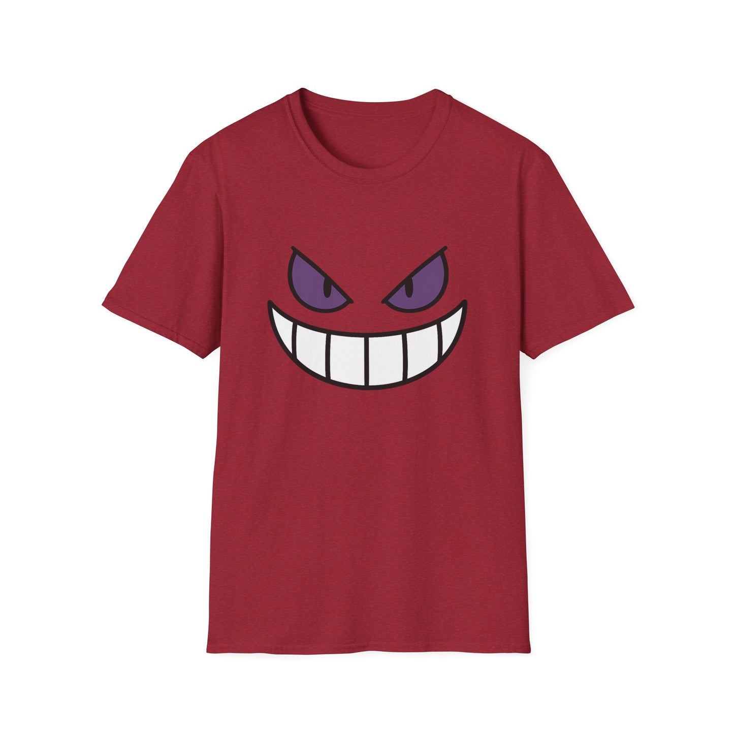 Mischievous Shadow Face Tee - Purple Eyes and Big Grin Graphic Shirt | Spooky Cute Gift, Retro Gaming Vibe, Funny Halloween Unisex Top