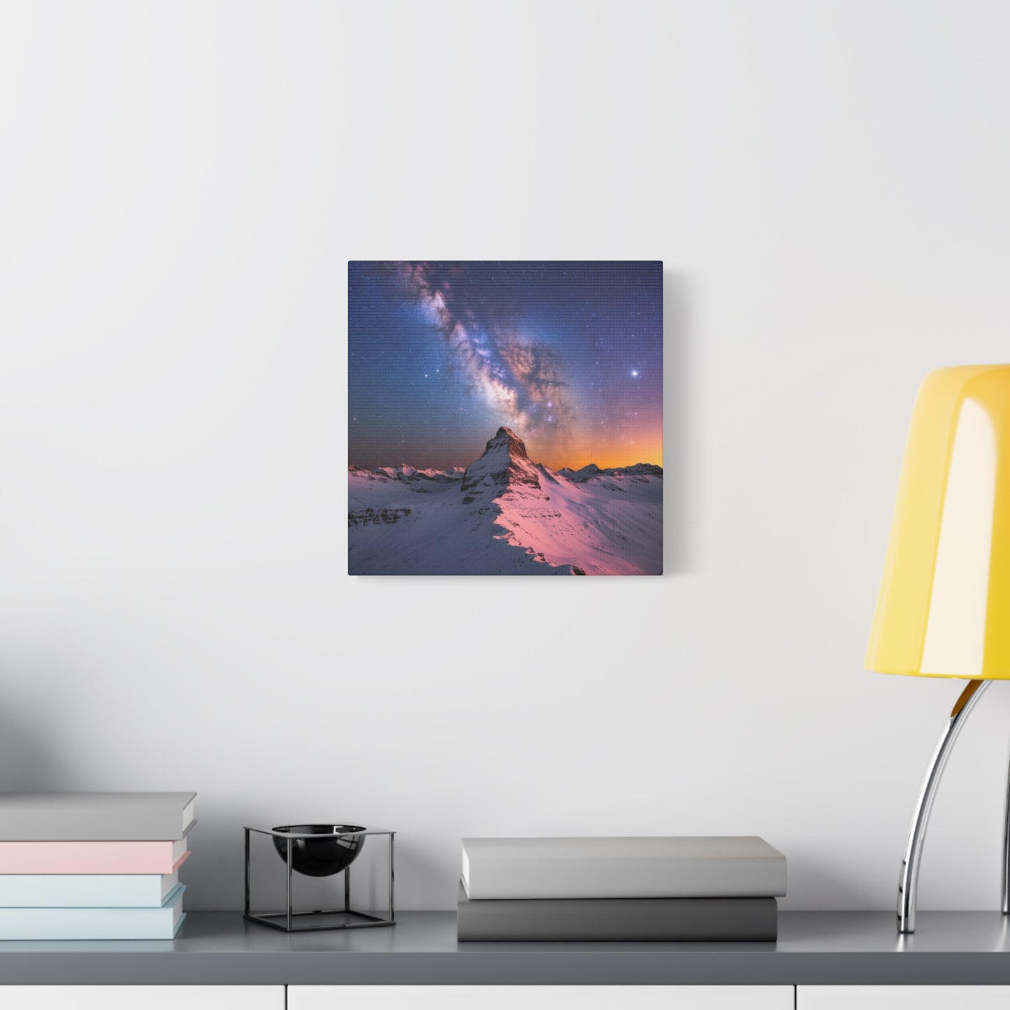 Canvas Art Mountain Top and Milky Way Galaxy View Space Canvas Starry Art with a View