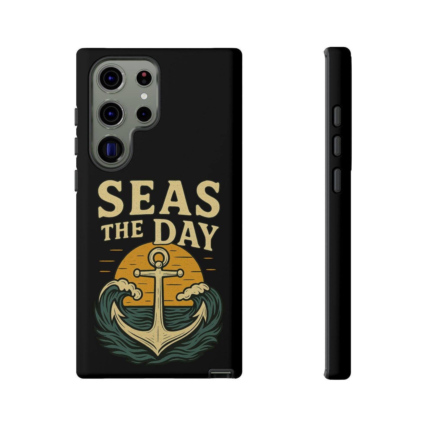 Seas the Day Samsung Case – Nautical Phone Case – Anchor Pun Gift – Ocean Lover Accessory – Motivational Phone Cover – Beach Vibes Case