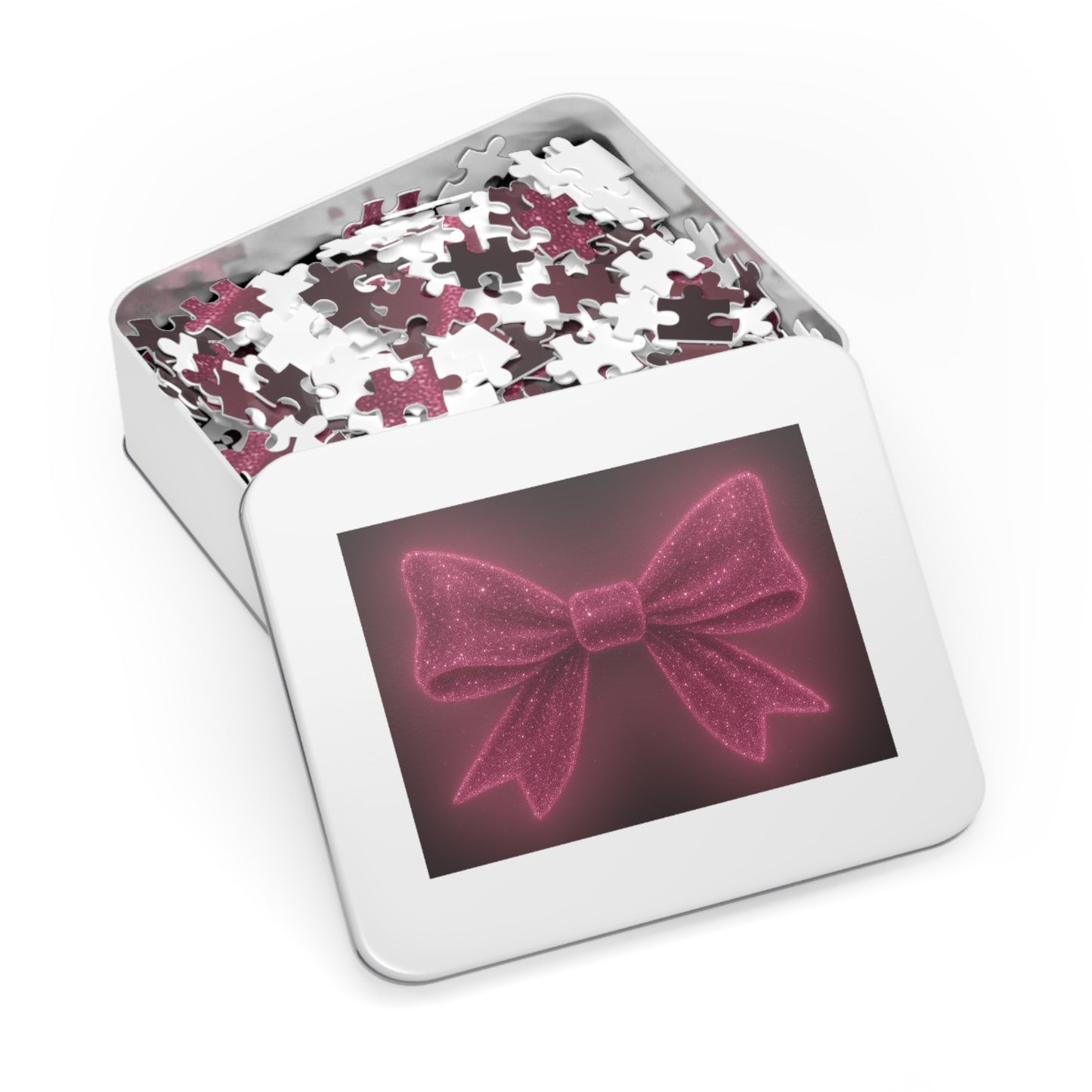 Puzzle with Sparkling Pink Bow Boho Game Pink Bow Decor Feminine Game Night