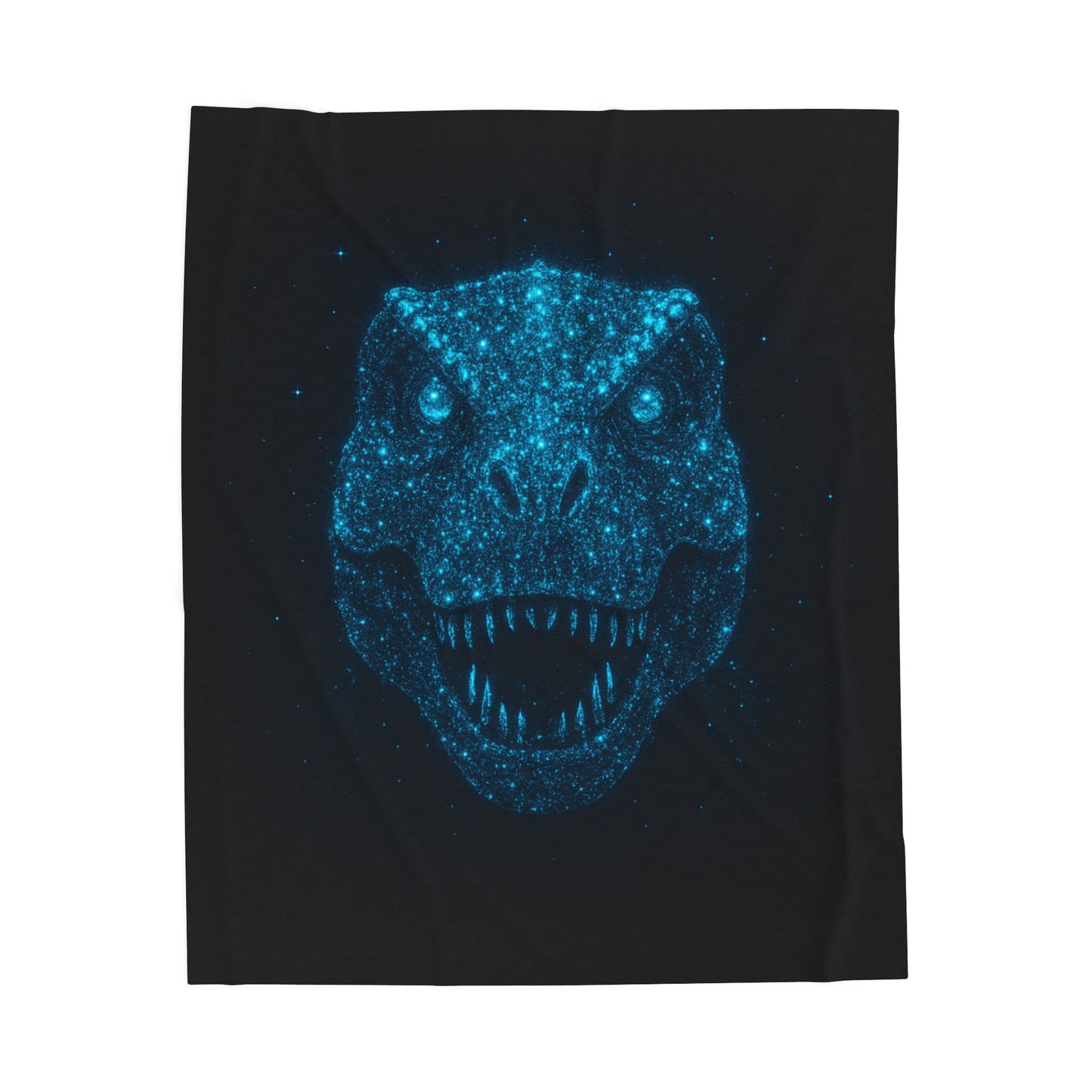 Bioluminescent-Style T-Rex Blanket - Neon Blue Dinosaur Throw for Kids, Teens and Gamers - Soft Cozy Dino Bedding, Unique Jurassic Gift