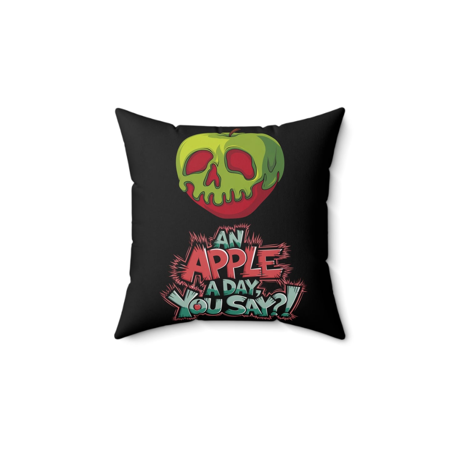 Square Pillow - Poison Apple Design - 'An Apple a Day You Say'
