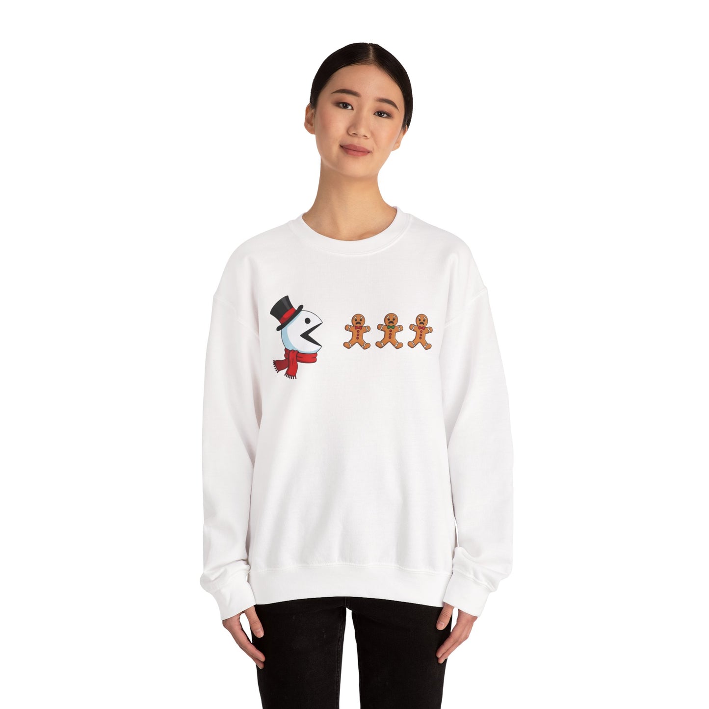 Funny Snowman And Gingerbread Sweatshirt, Cute Christmas Crewneck, Holiday Winter Sweater, Festive Graphic Pullover For Men And Women