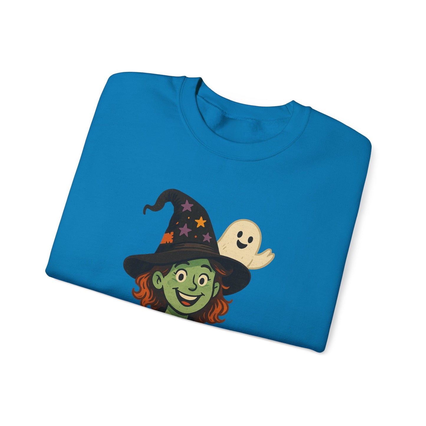 Witch Way To The Boos Sweatshirt, Funny Witch Halloween Crewneck, Witchy Ghost Sweatshirt, Spooky Season Graphic Pullover, Lighthearted Halloween Wear