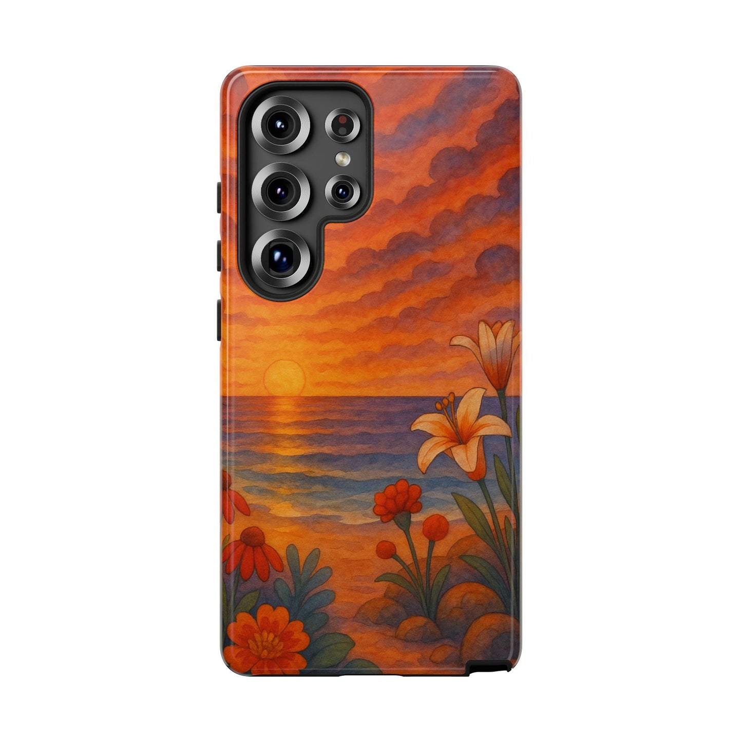 Samsung Case - Floral Ocean Sunset Watercolor Nautical Phone Case Beach Samsung Case Ocean Sunset Theme