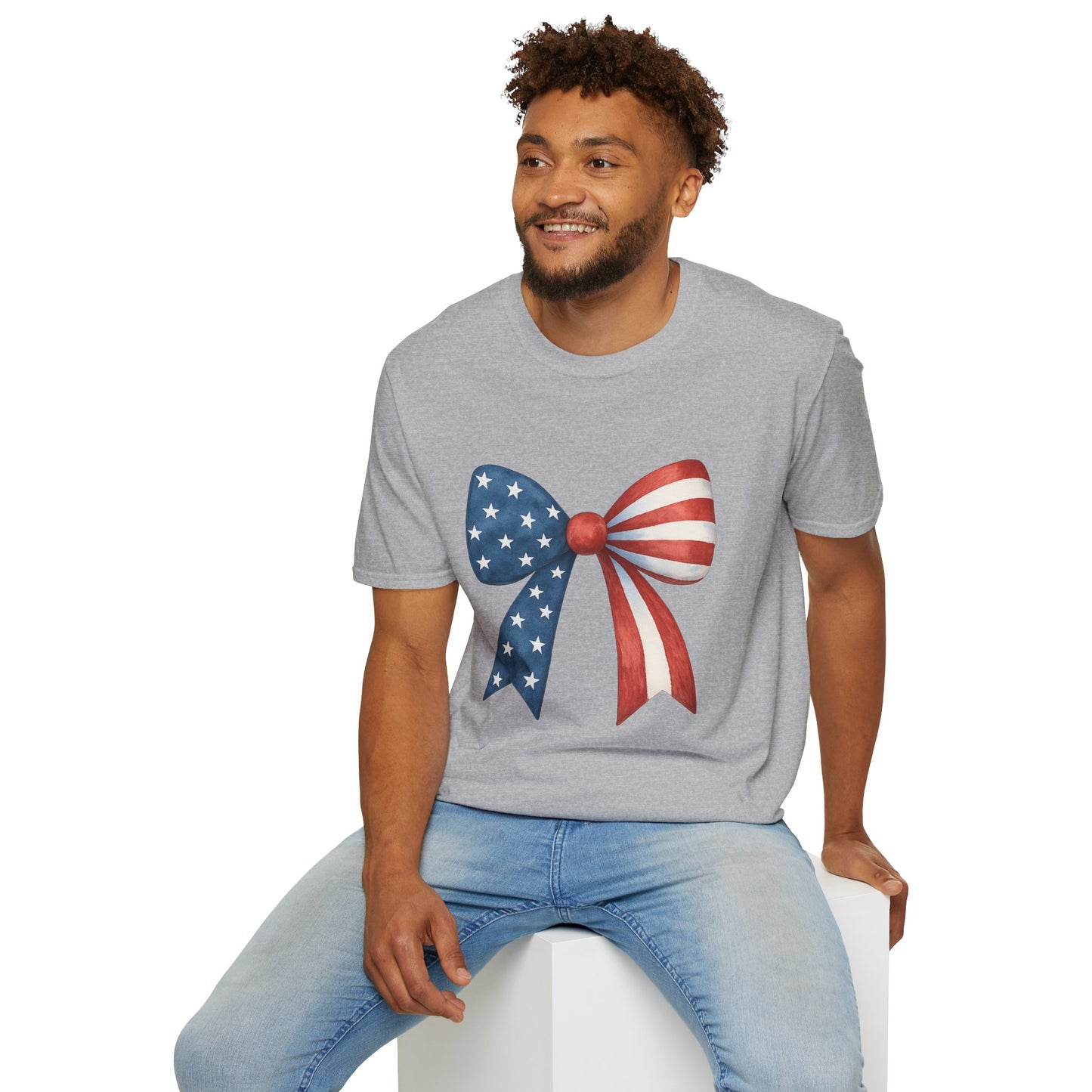 Patriotic Bow USA T-Shirt | 4th of July Shirt | American Flag Bow Tee | Independence Day Shirt | July 4th Graphic Tee | USA Pride Shirt