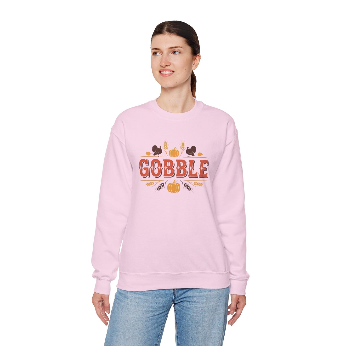 Gobble Thanksgiving Sweatshirt, Fall Pumpkin Turkey Shirt, Cozy Autumn Crewneck, Cute Gobble Pullover, Thanksgiving Dinner Outfit