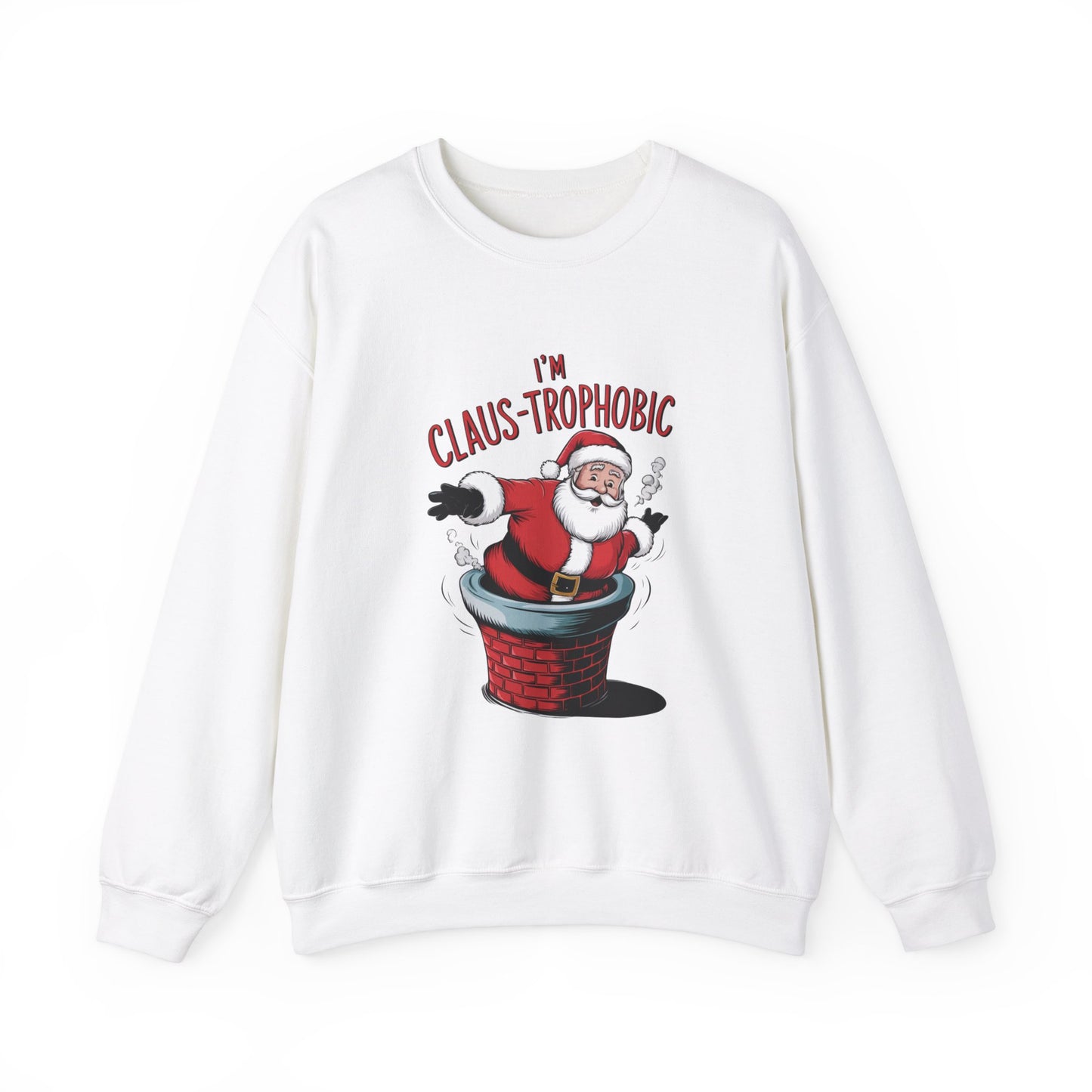 Christmas Santa Funny Unisex Sweatshirt, I'm Claus-trophobic Holiday, Santa Stuck Chimney, Festive Xmas Shirt,