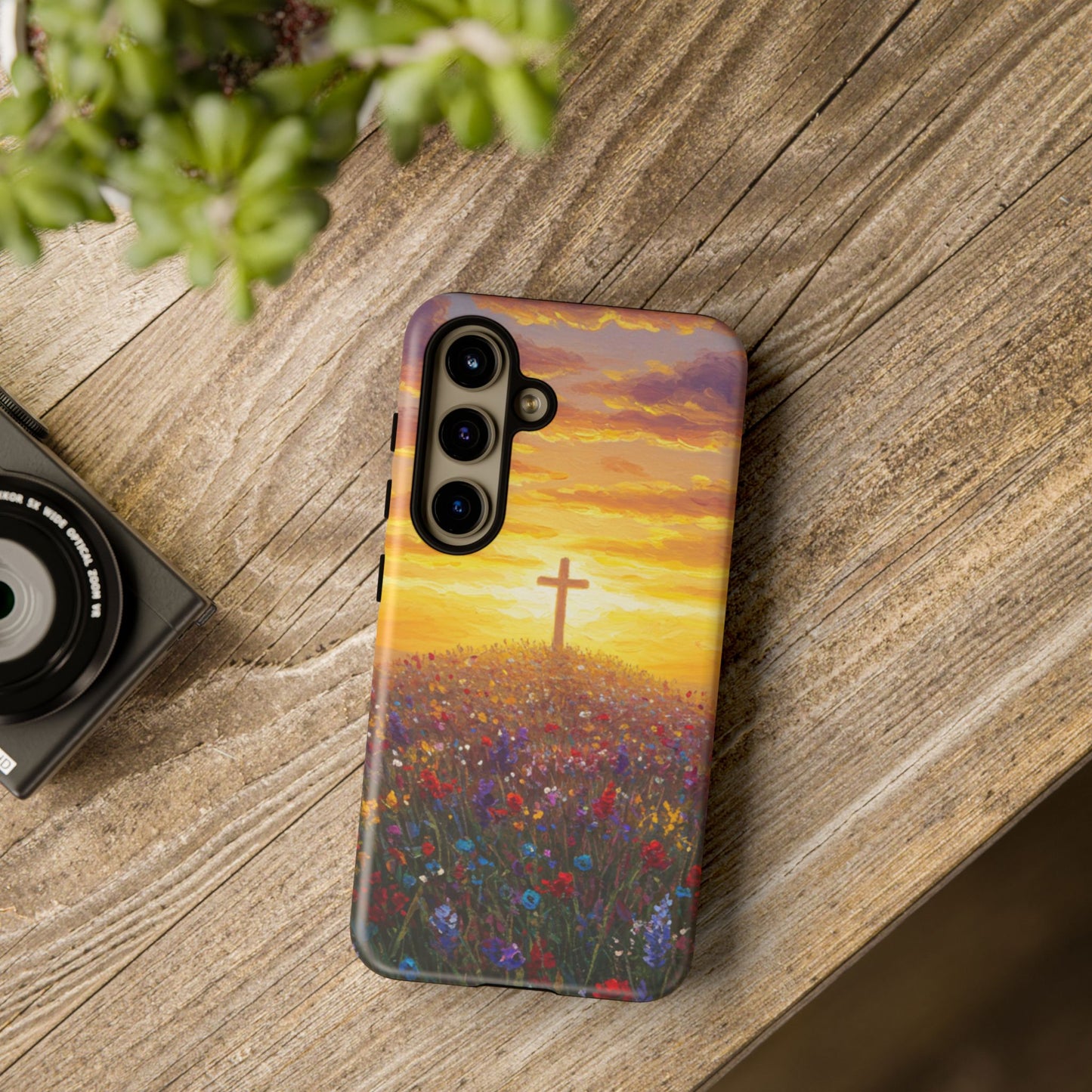 Samsung Phone Case - Monet Style Cross Christian Phone Case Spiritual Case Inspirational Samsung Case
